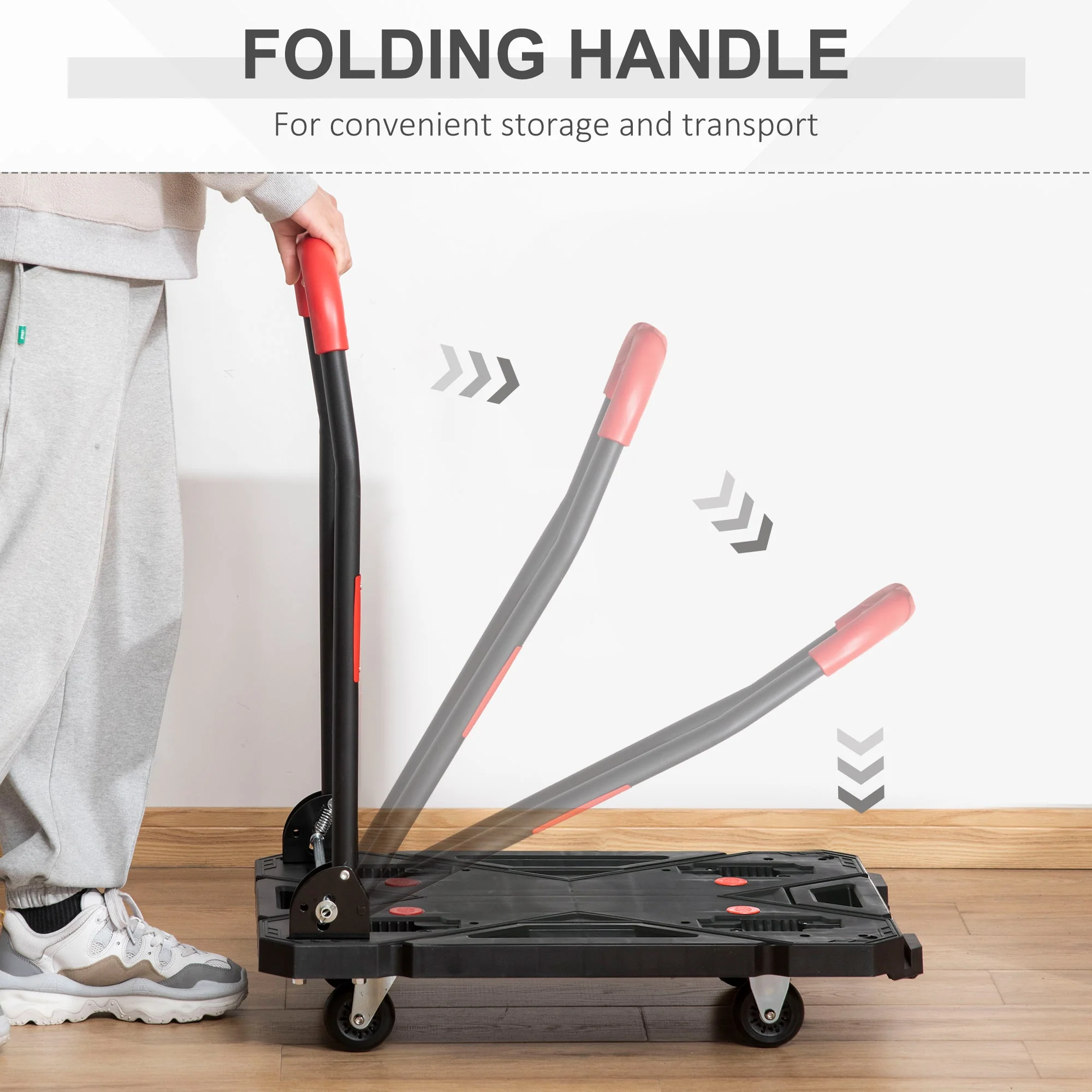 DURHAND Platform Trolley on Wheels Folding Hand Truck for Heavy Lifting and Easy Transportation 150KG Black - Image 5