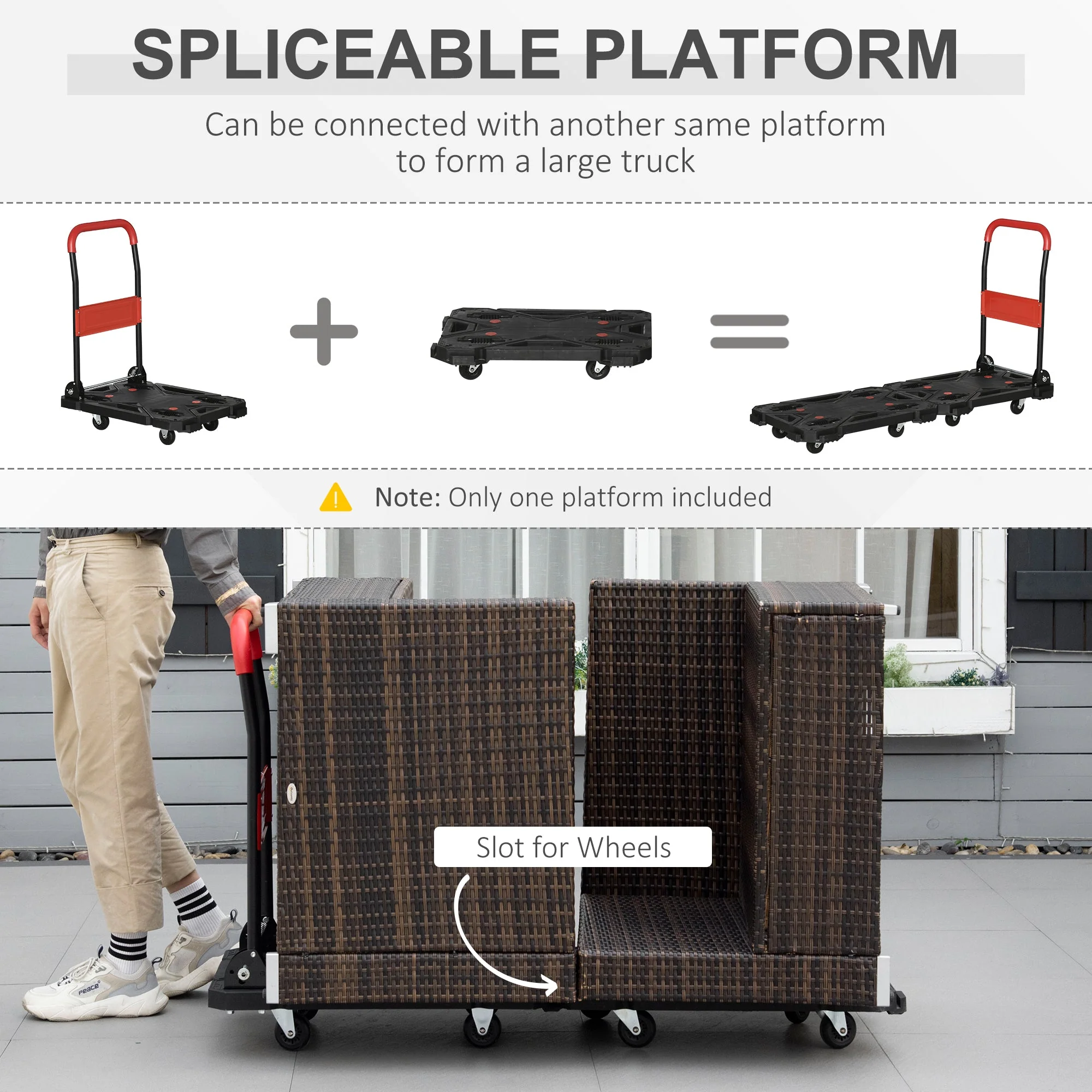 DURHAND Platform Trolley on Wheels Folding Hand Truck for Heavy Lifting and Easy Transportation 150KG Black - Image 6