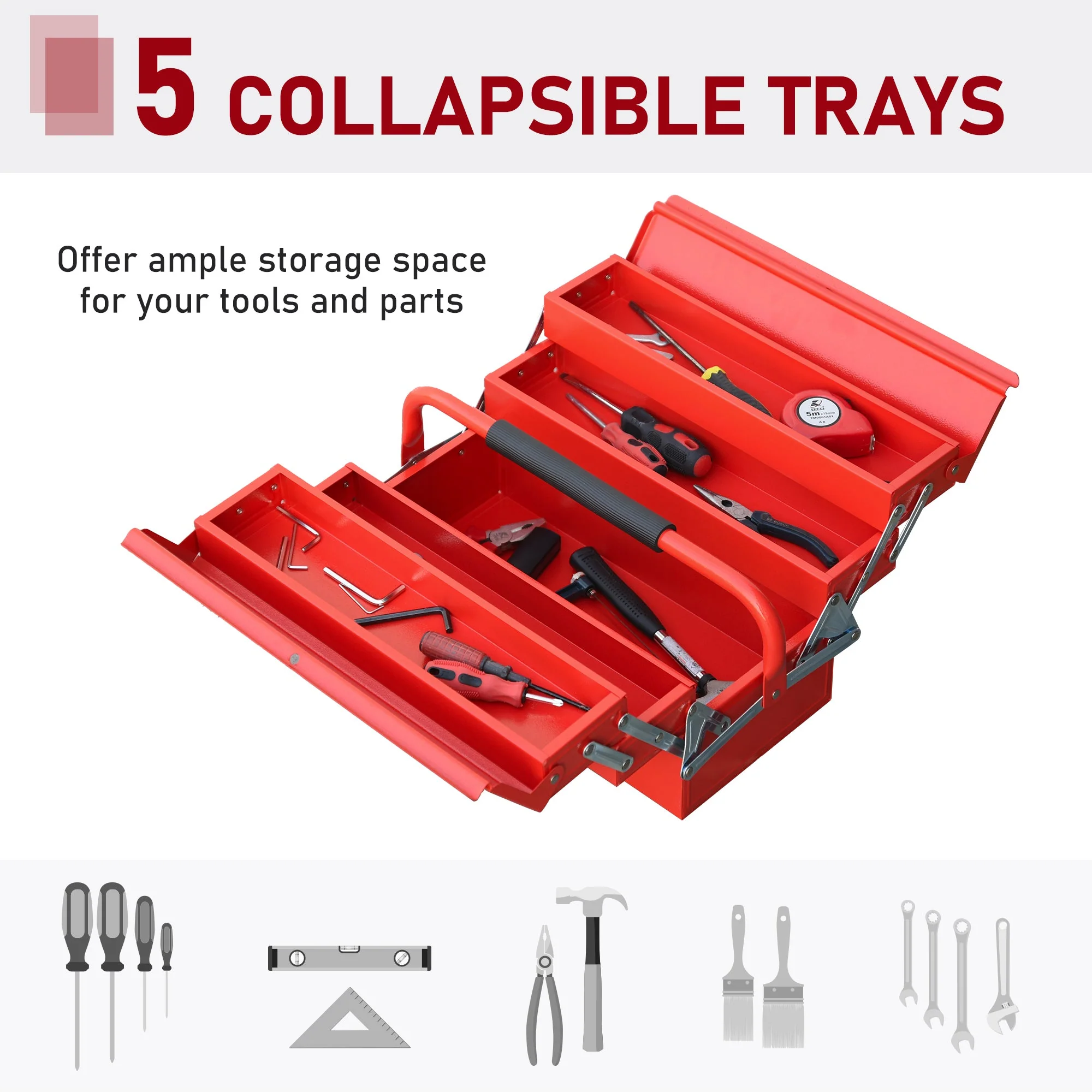 Durhand Steel 5-Tray Portable Tool Box - Medium - Image 4