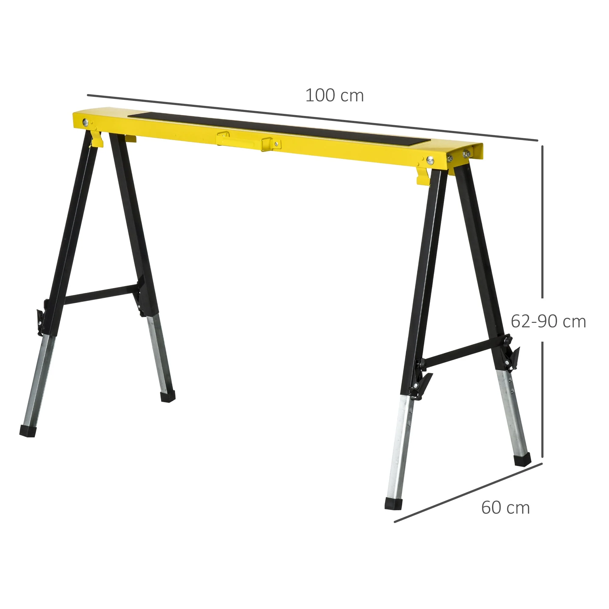 DURHAND Steel Set-of-2 Foldable Adjustable Saw Horses Tools Yellow - Image 2
