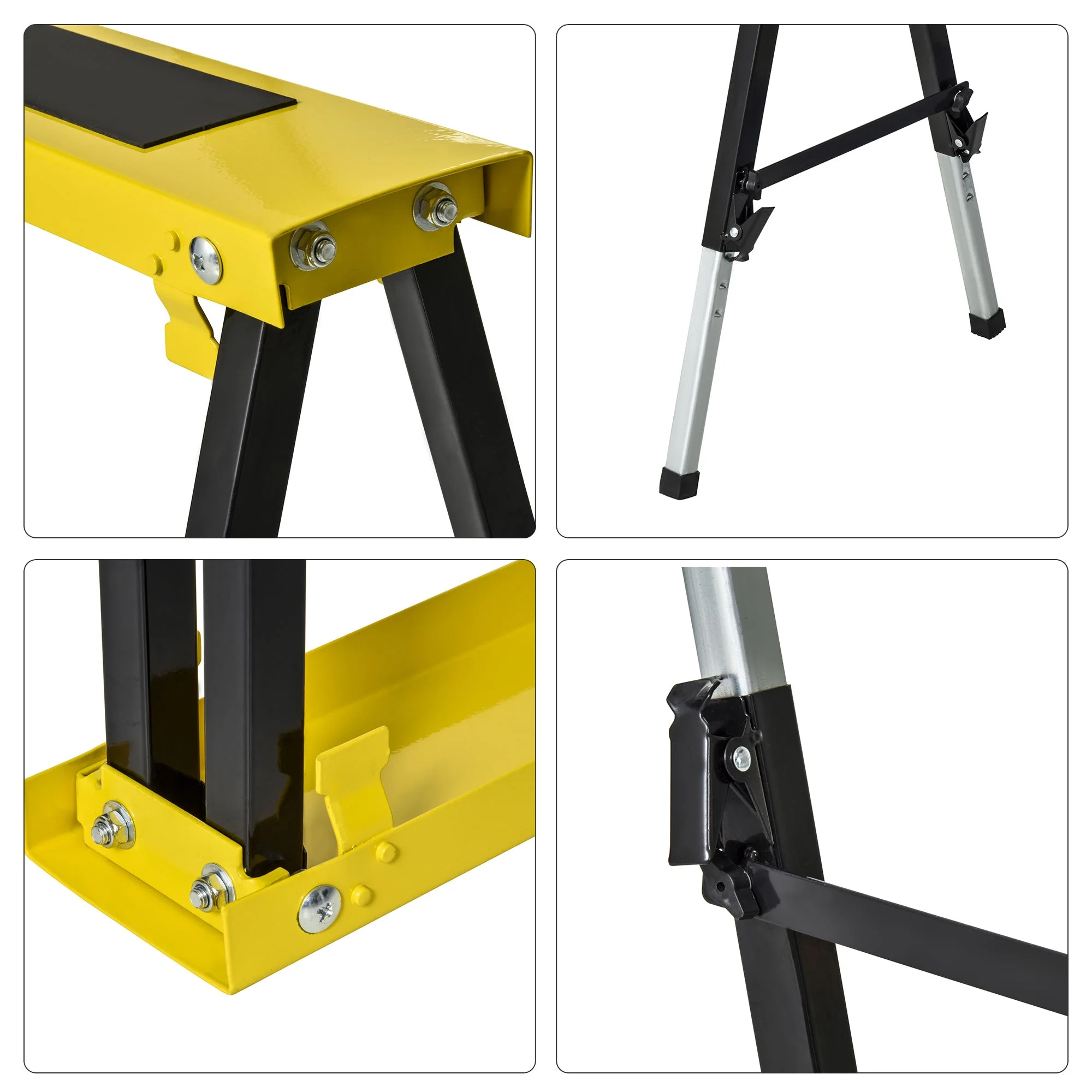 DURHAND Steel Set-of-2 Foldable Adjustable Saw Horses Tools Yellow - Image 7