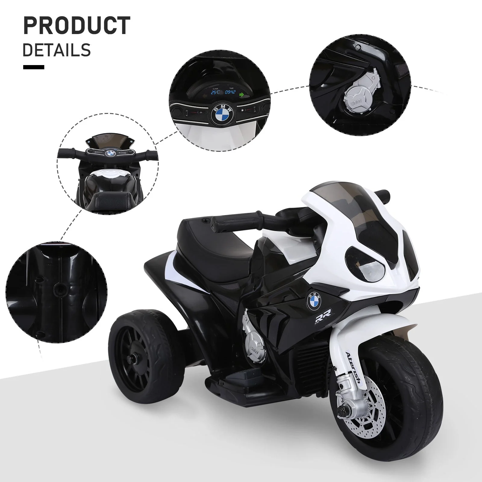 Electric Kids Ride on BMW Motorbike W/Headlights and Music - Image 6