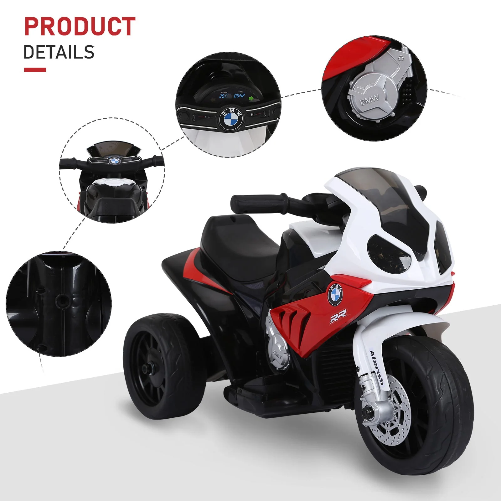 Electric Motorbike for Kids Ride on BMW Motorbike W/Headlights and Music - Image 4
