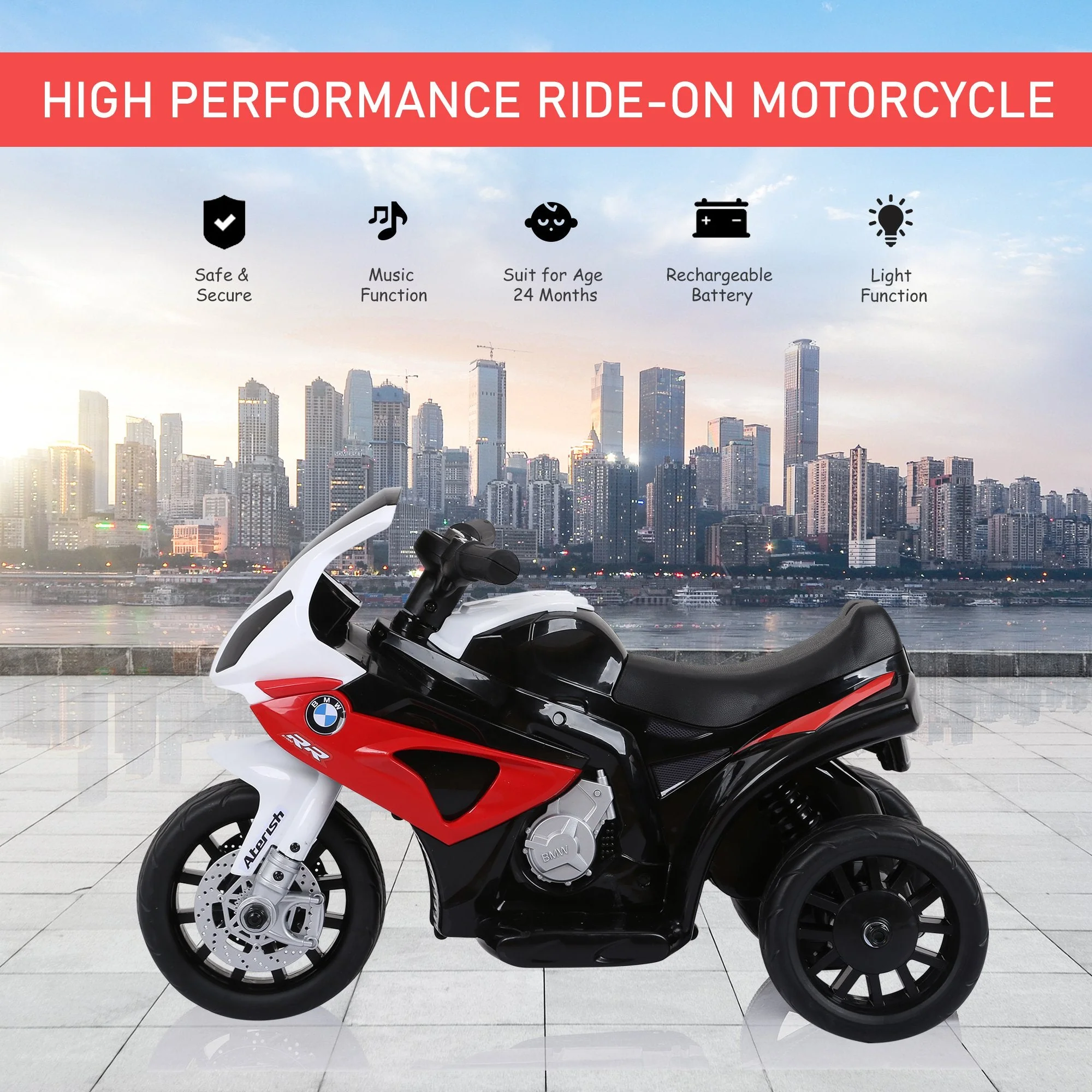Electric Motorbike for Kids Ride on BMW Motorbike W/Headlights and Music - Image 6
