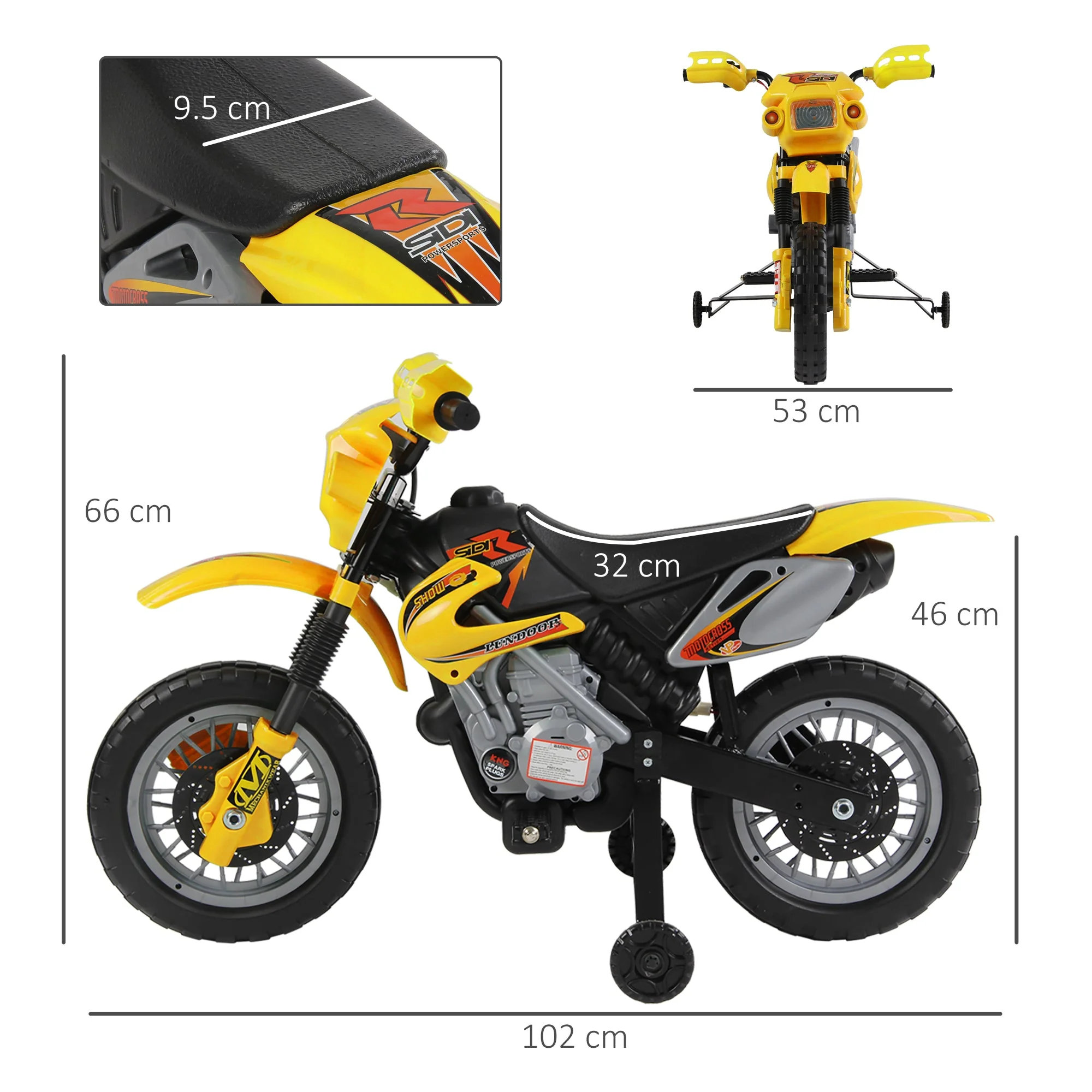 Electric Motorcycle for Kids Ride on Toys-Yellow - Image 3