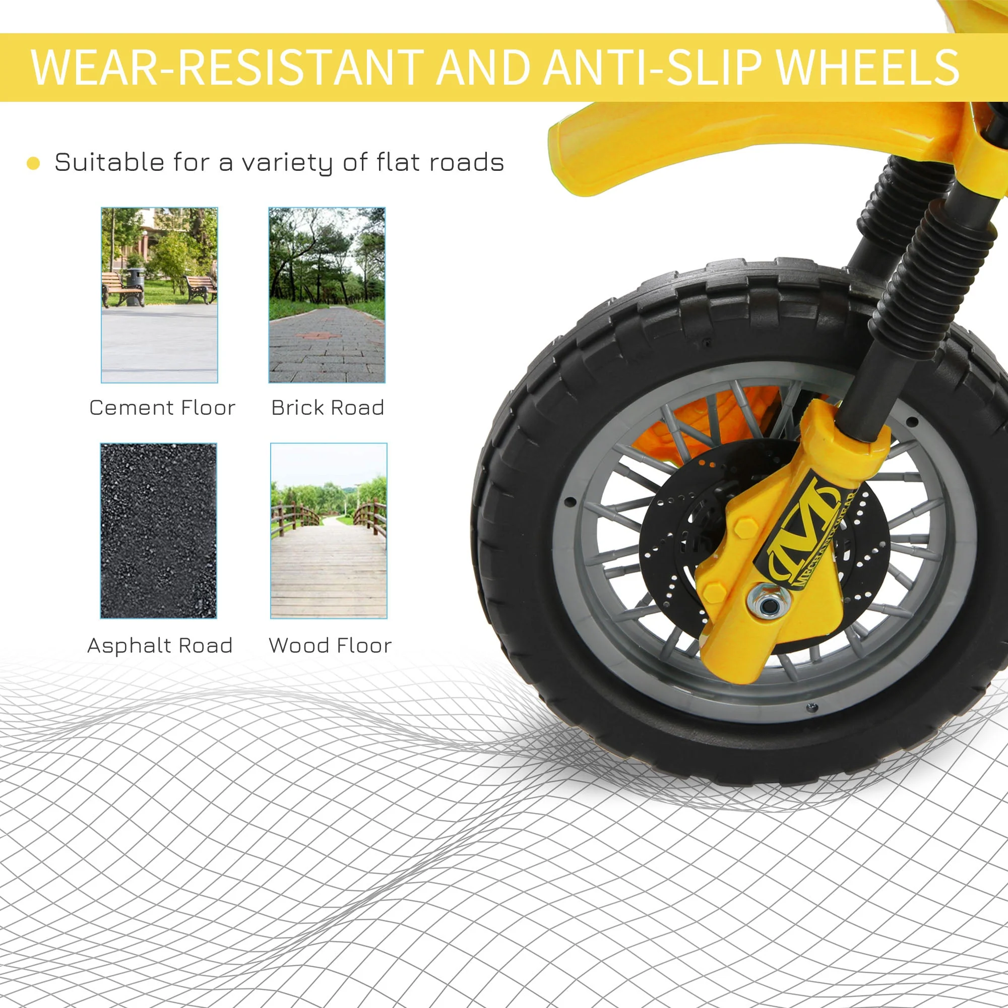 Electric Motorcycle for Kids Ride on Toys-Yellow - Image 6