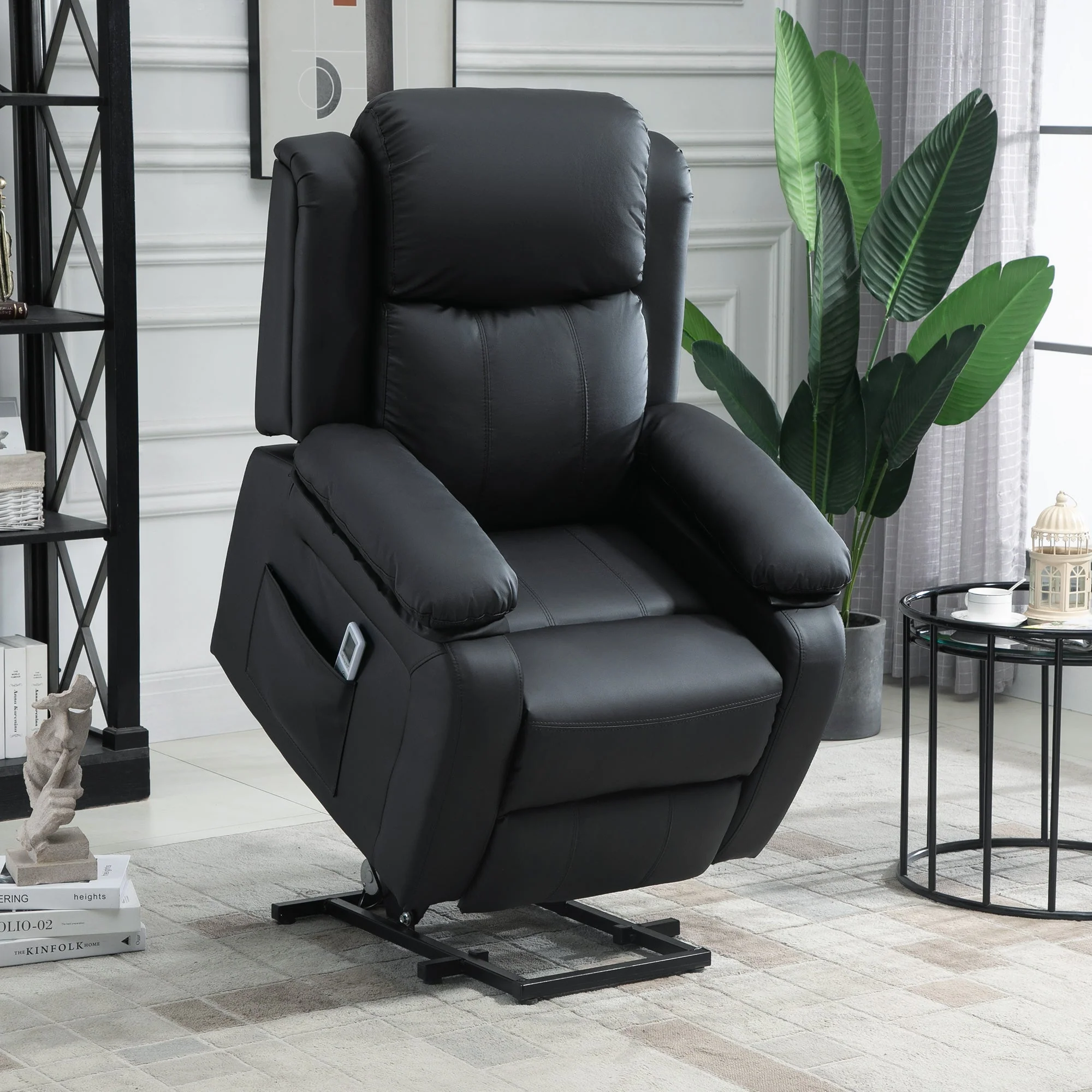 Electric Power Lift Recliner Chair Vibration Massage Reclining Chair with Remote Control and Side Pocket - Image 2