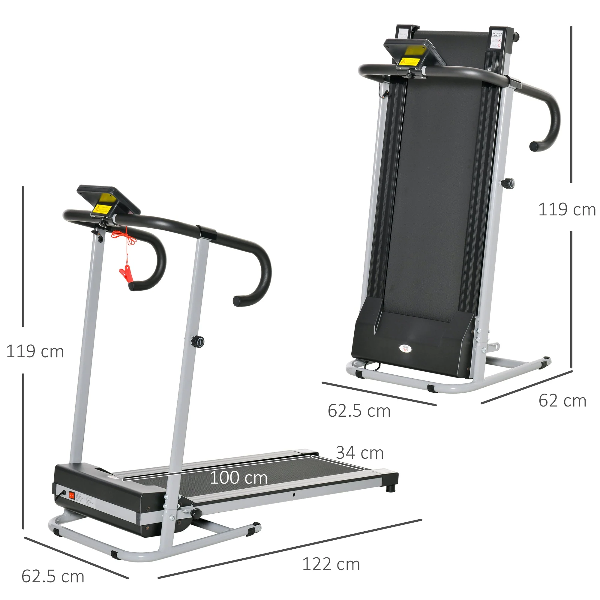Electric Treadmill Home Running Machine 500W 28kg-Black/Grey - Image 2