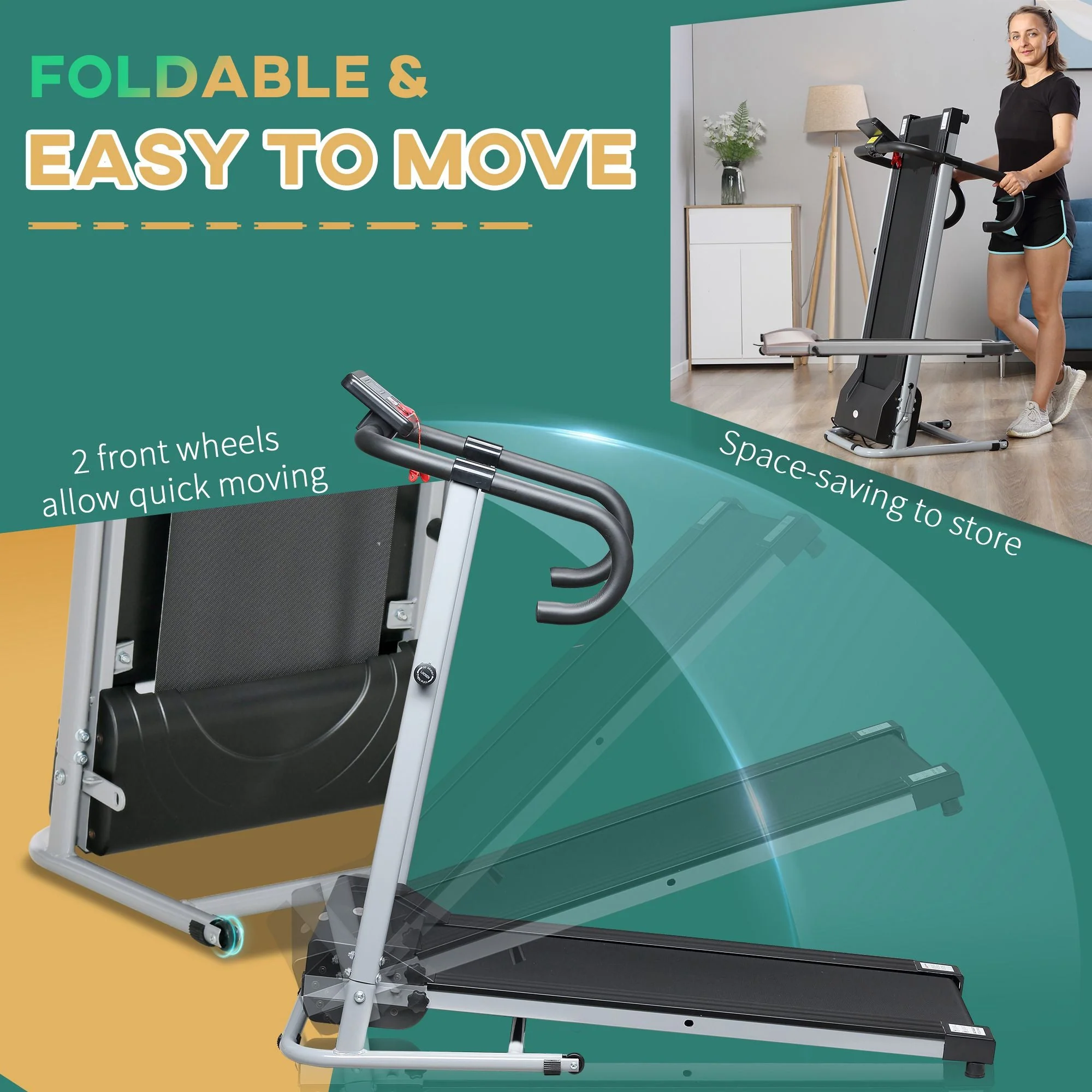 Electric Treadmill Home Running Machine 500W 28kg-Black/Grey - Image 4