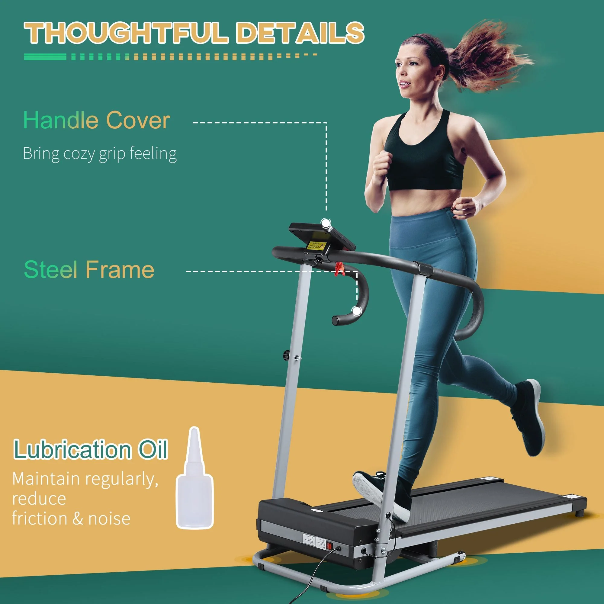 Electric Treadmill Home Running Machine 500W 28kg-Black/Grey - Image 5