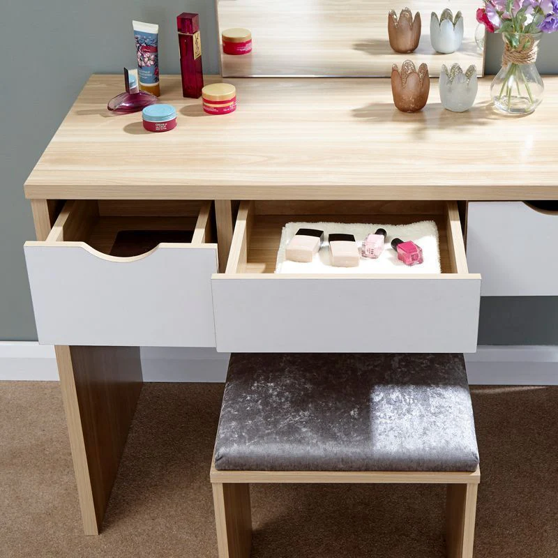 Elizabeth Tall Dressing Table Natural 3 Drawers - Image 3