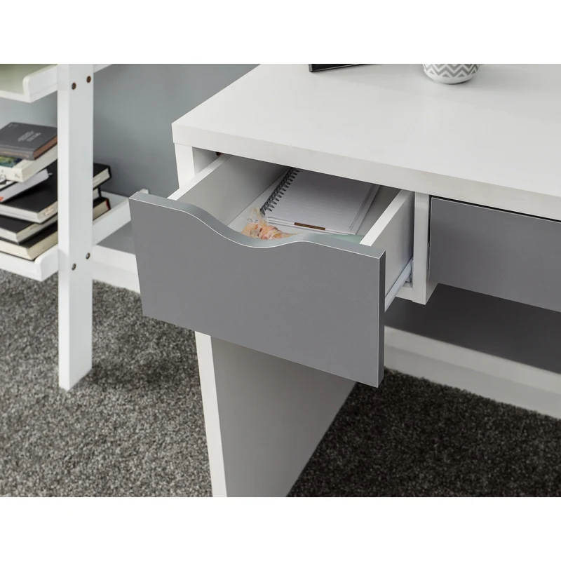 Elizabeth Tall Dressing Table White & Grey 3 Drawers - Image 4