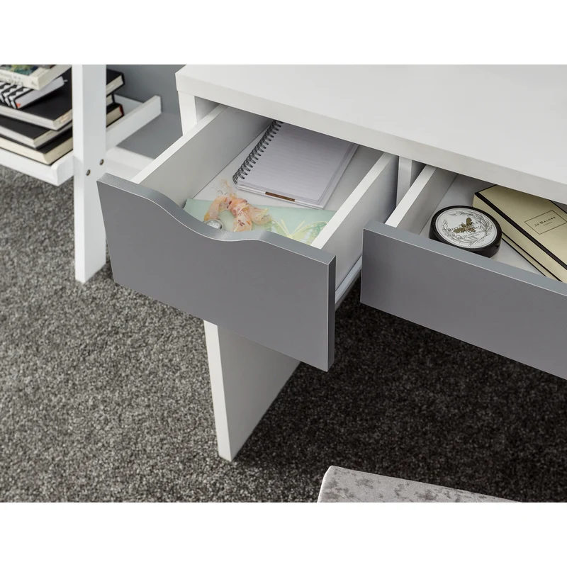 Elizabeth Tall Dressing Table White & Grey 3 Drawers - Image 5