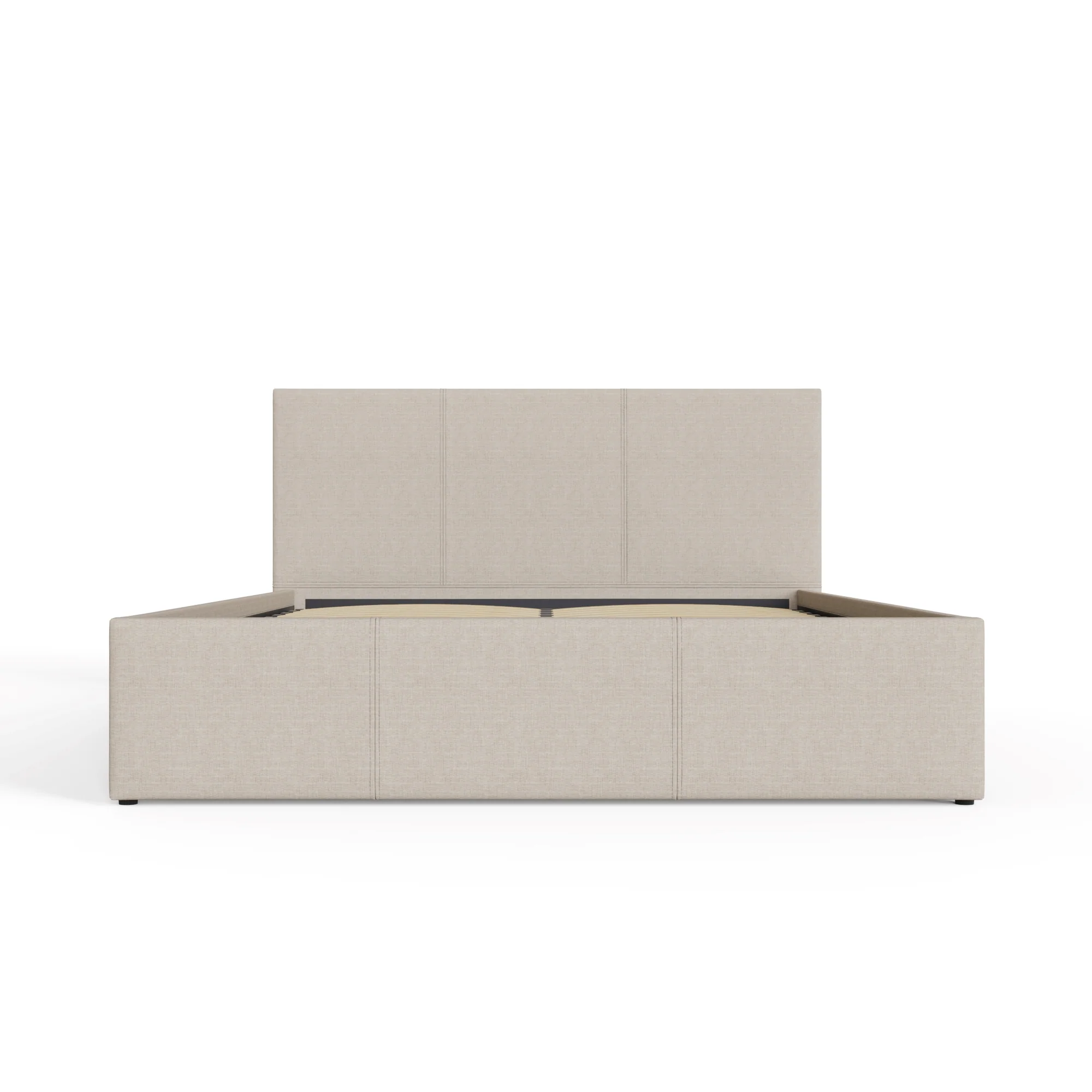 End Lift Double Ottoman Bed Metal & Wood Natural 5 x 7ft - Image 3