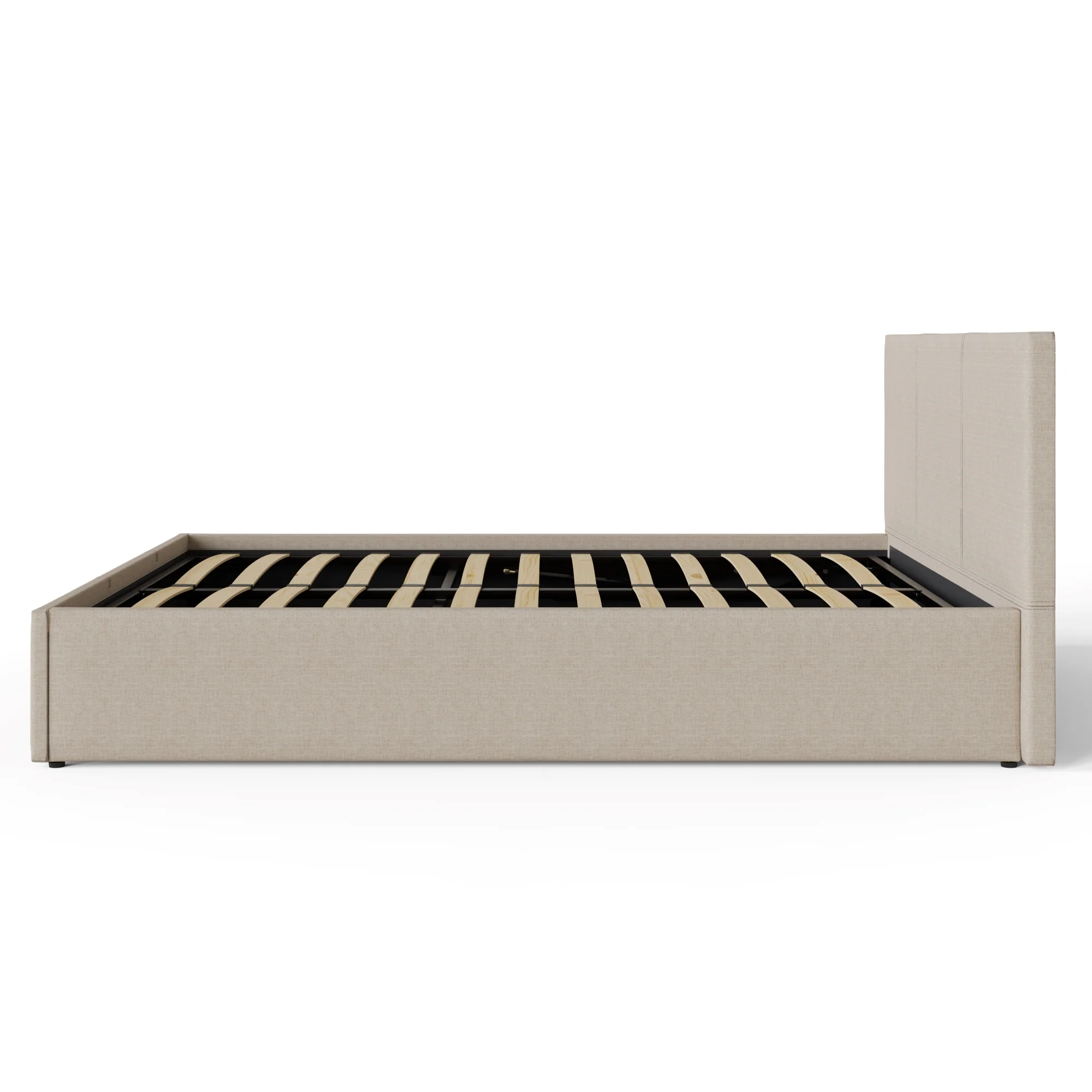 End Lift Double Ottoman Bed Metal & Wood Natural 5 x 7ft - Image 4