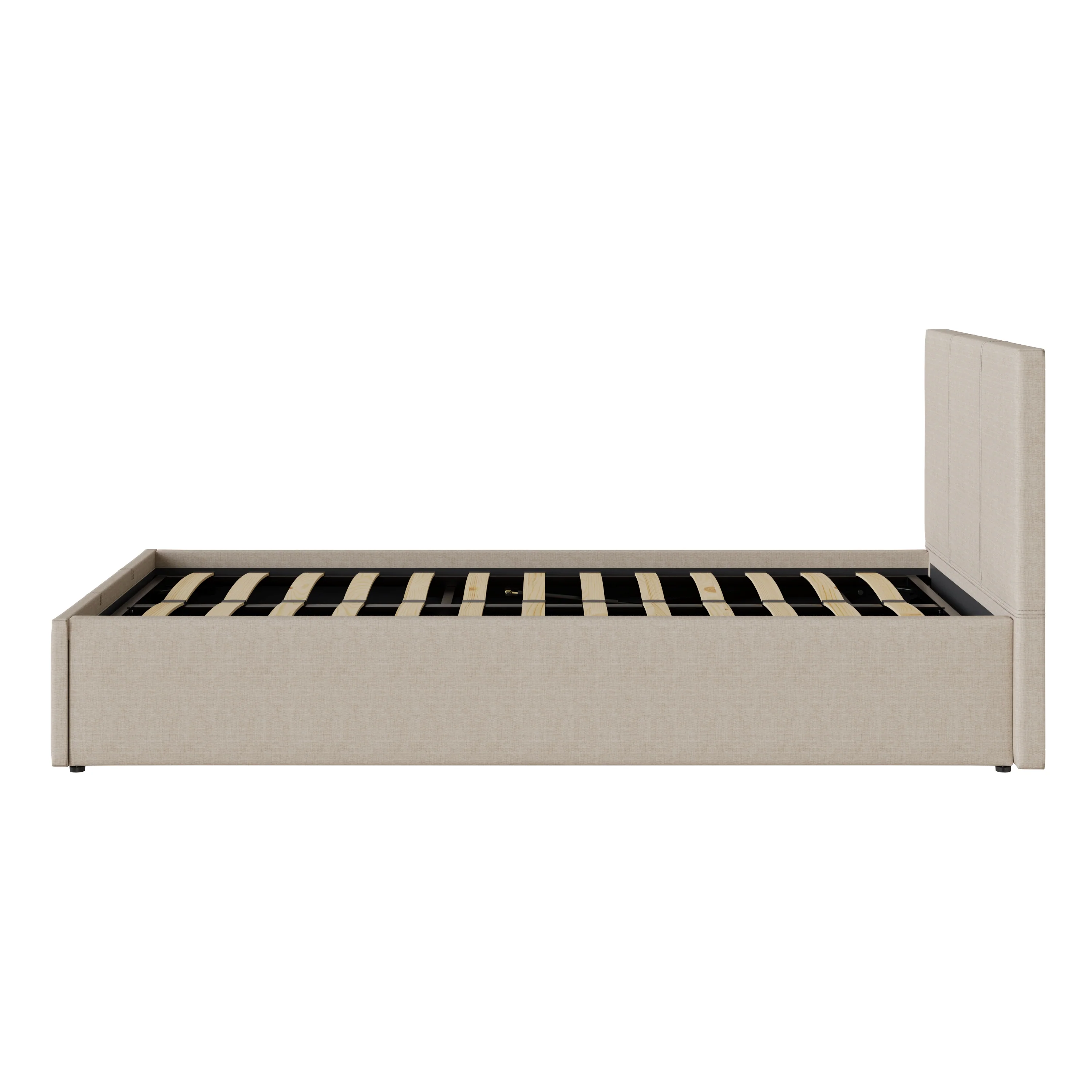End Lift Small Double Ottoman Bed Metal & Wood Natural 3 x 7ft - Image 3
