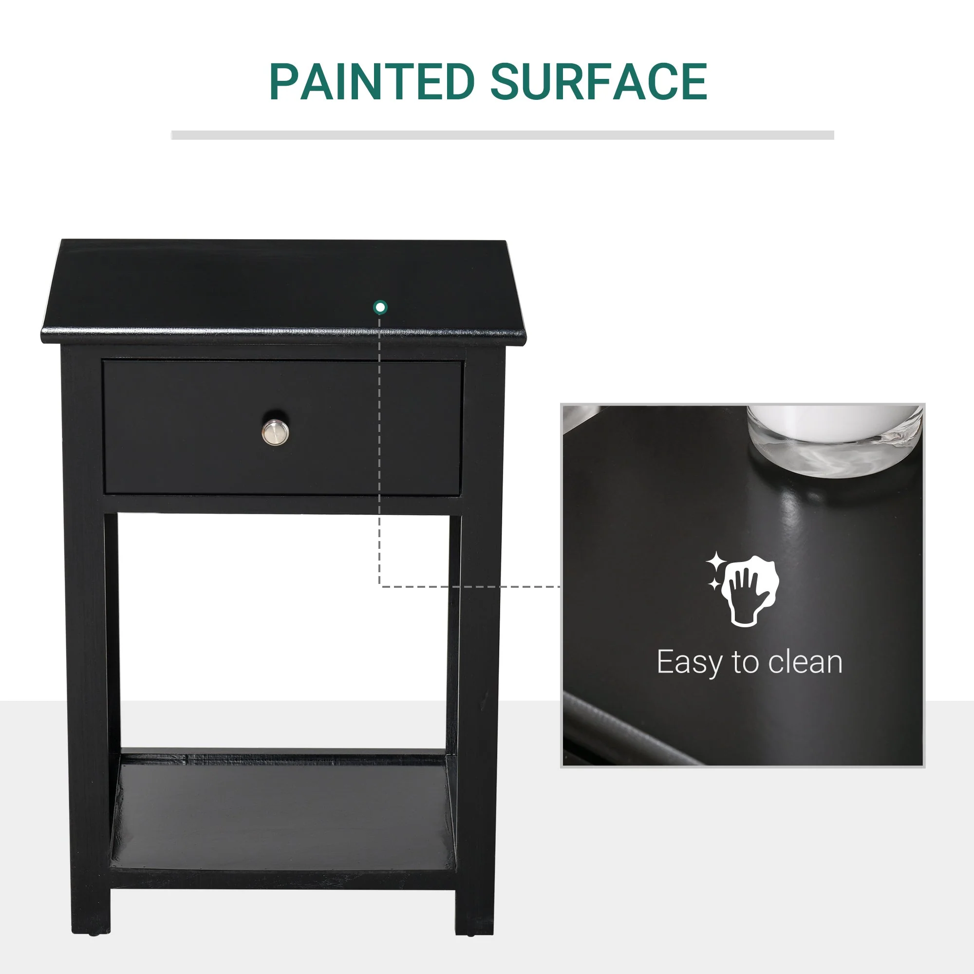 End Table Sofa Side Table with Drawer X Bar Bottom Storage Shelf - Image 6