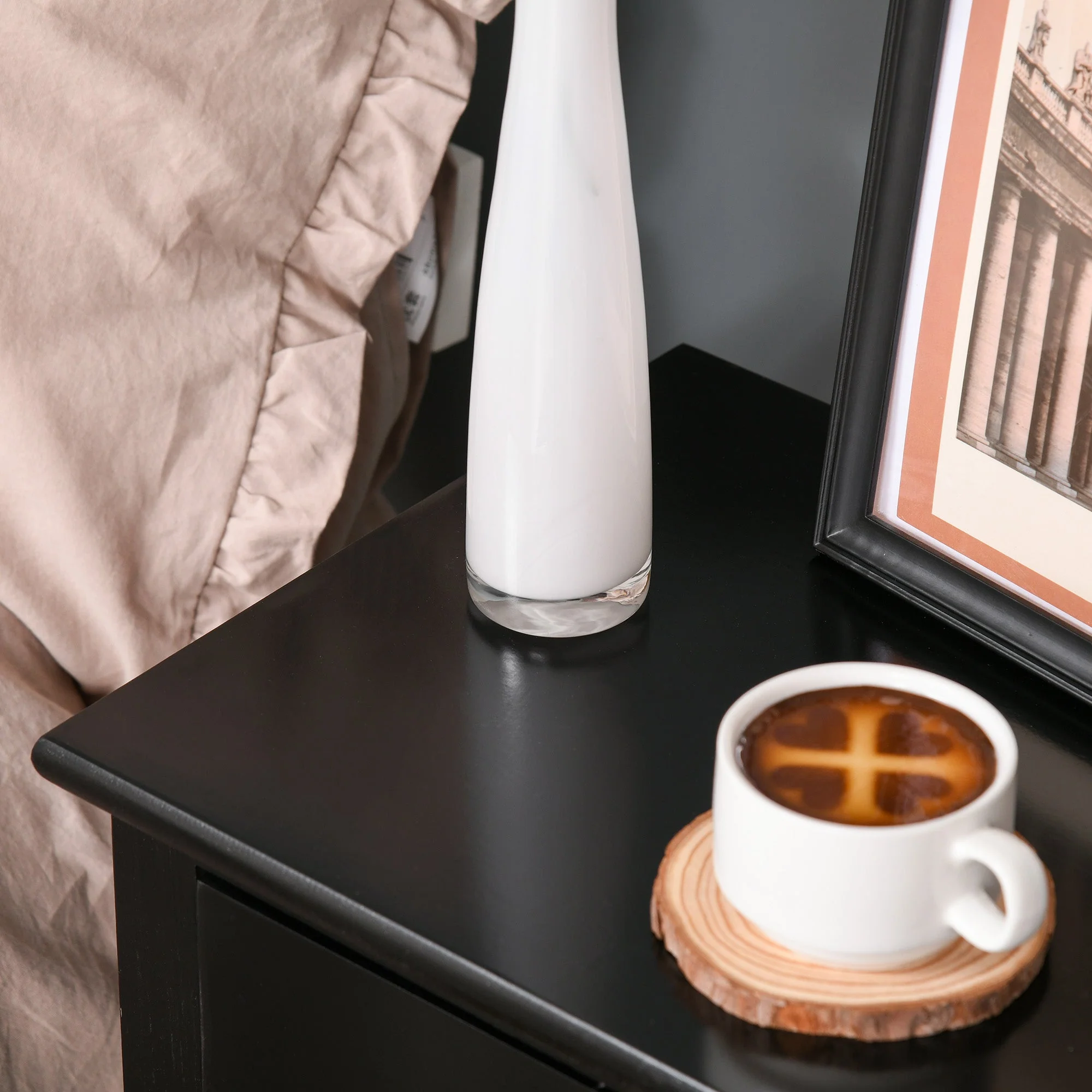 End Table Sofa Side Table with Drawer X Bar Bottom Storage Shelf - Image 9