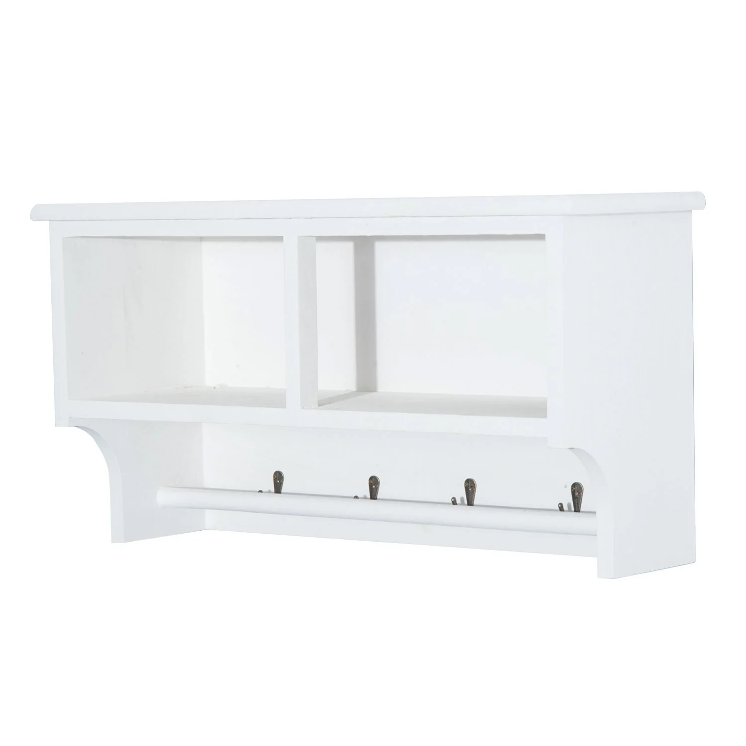 Entryway Coat Rack Wall Mounted Shelf w/ 2 Corn Husk Baskets and Hooks - Image 6