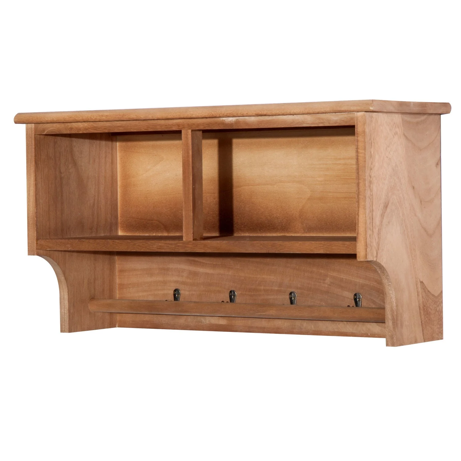 Entryway Coat Rack Wall Mounted Shelf w/ 2 Corn Husk Baskets and Hooks - Image 5