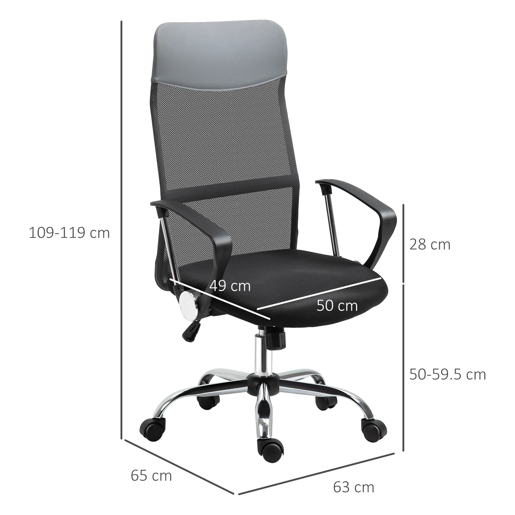Ergonomic Office Chair Mesh Chair with Adjustable Height Tilt Function Black - Image 3
