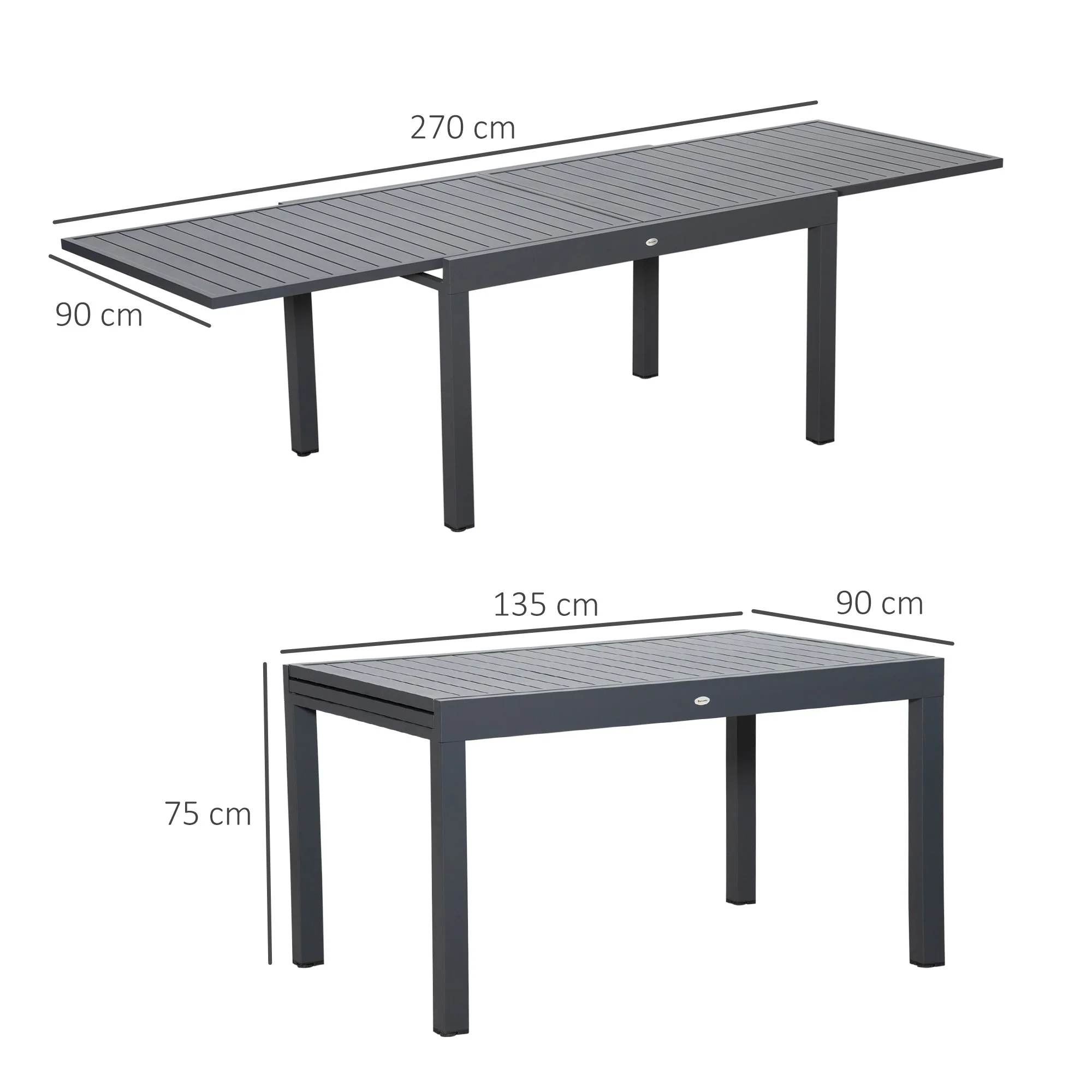 Extendable Garden Table 135-270cm x 90cm x 75cm - Image 3