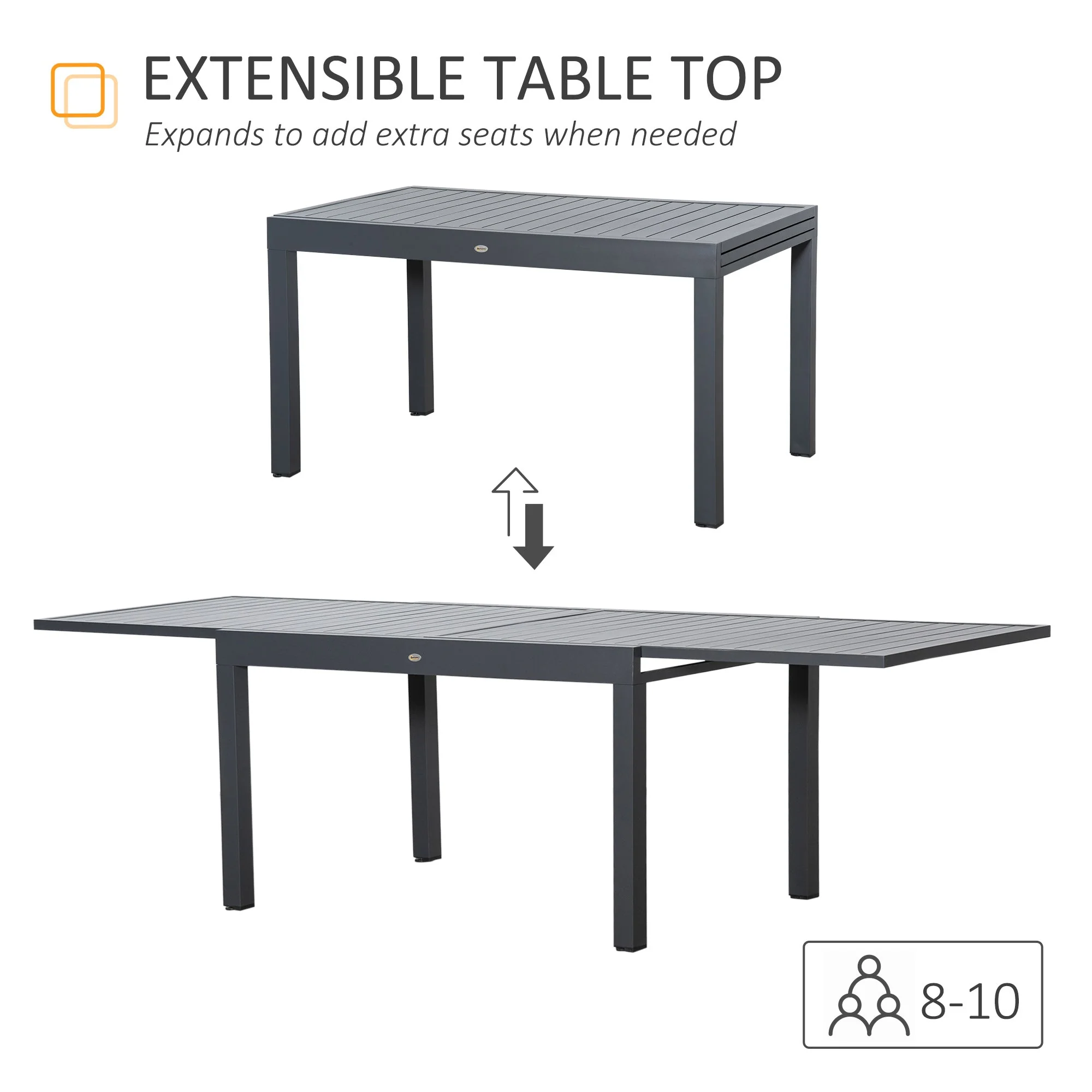 Extendable Garden Table 135-270cm x 90cm x 75cm - Image 4