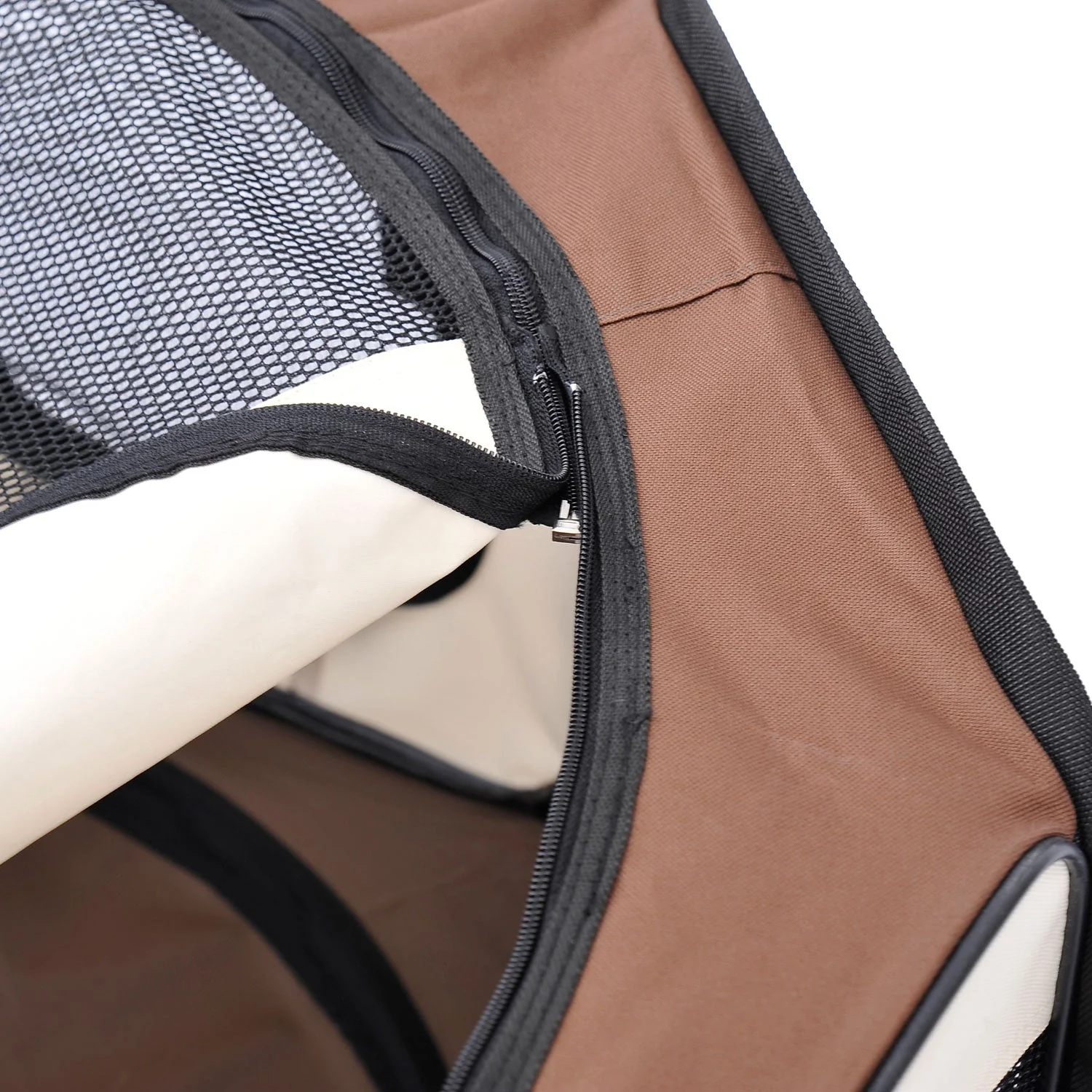 Fabric Dog Pens Pet Puppy PlayPen Dog Crate 37cmx37cmx95cm-Brown/Cream - Image 8