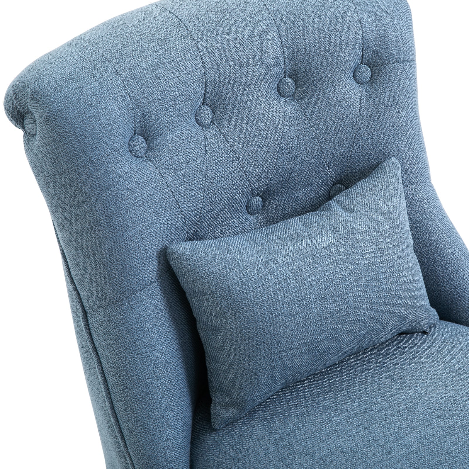 Fabric Single Sofa Dining Chair Tub Chair Upholstered W/ Pillow Solid Wood Leg Home Living Room Furniture Blue - Image 7
