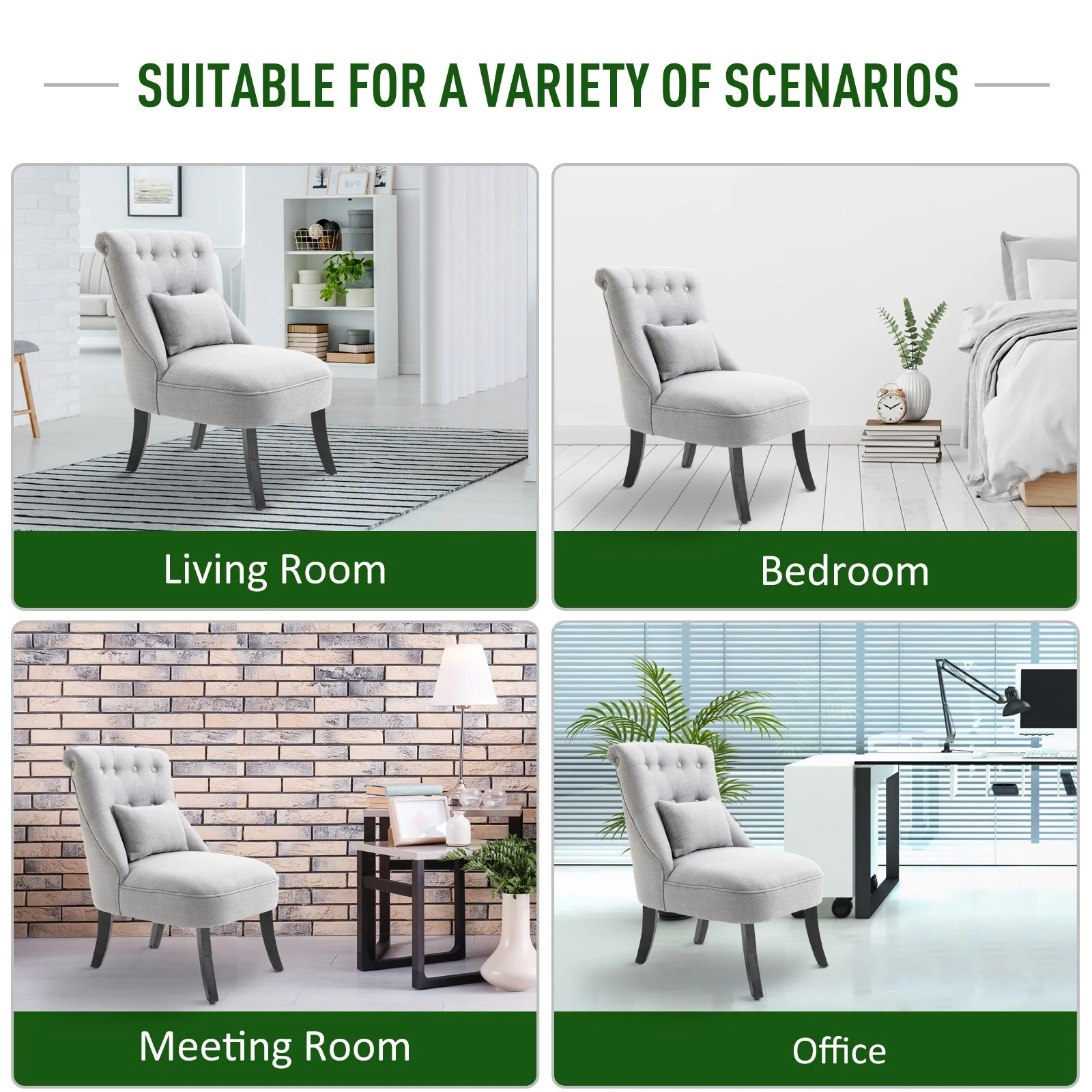 Fabric Single Sofa Dining Chair Tub Chair Upholstered W/ Pillow Solid Wood Leg Home Living Room Furniture Grey - Image 5
