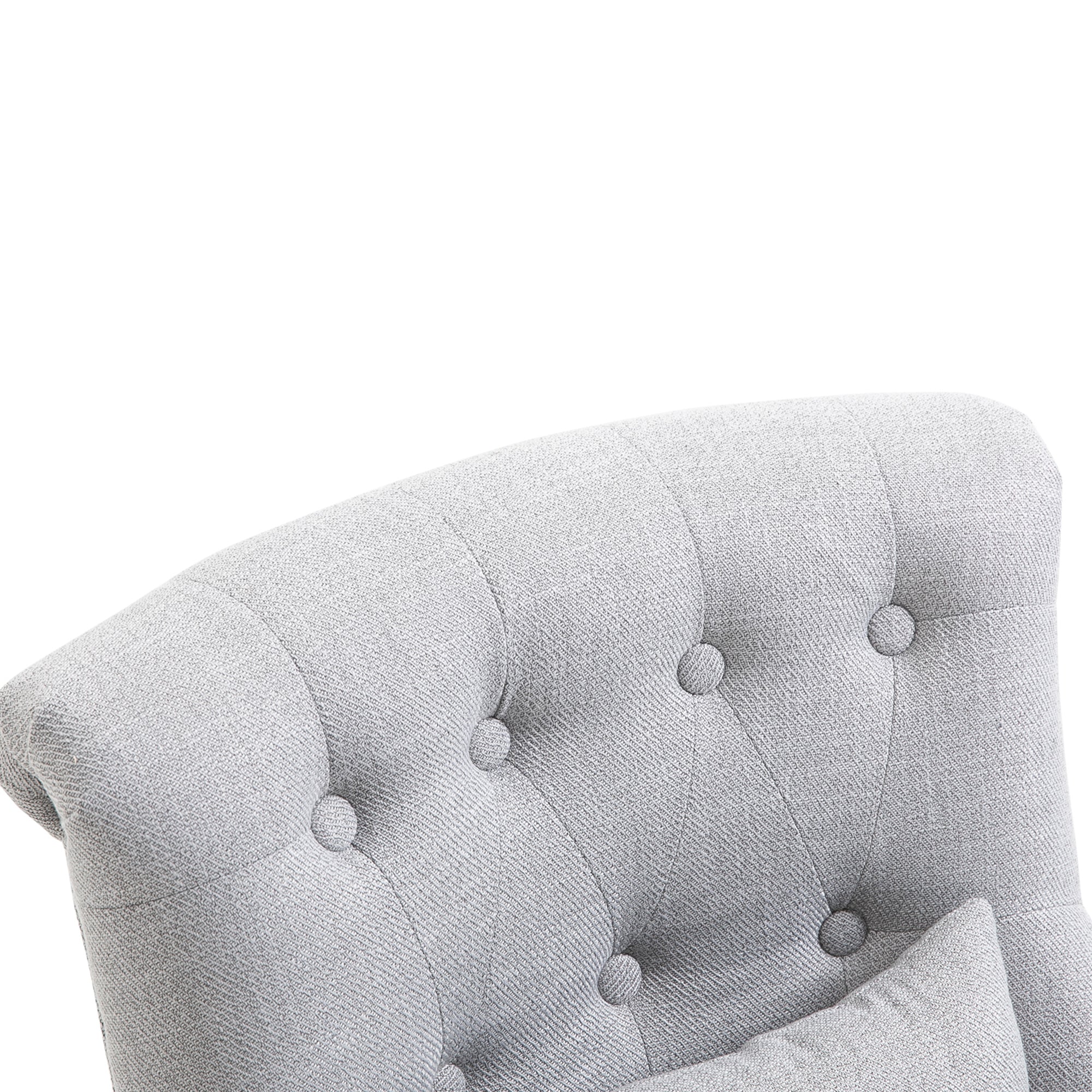 Fabric Single Sofa Dining Chair Tub Chair Upholstered W/ Pillow Solid Wood Leg Home Living Room Furniture Grey - Image 7