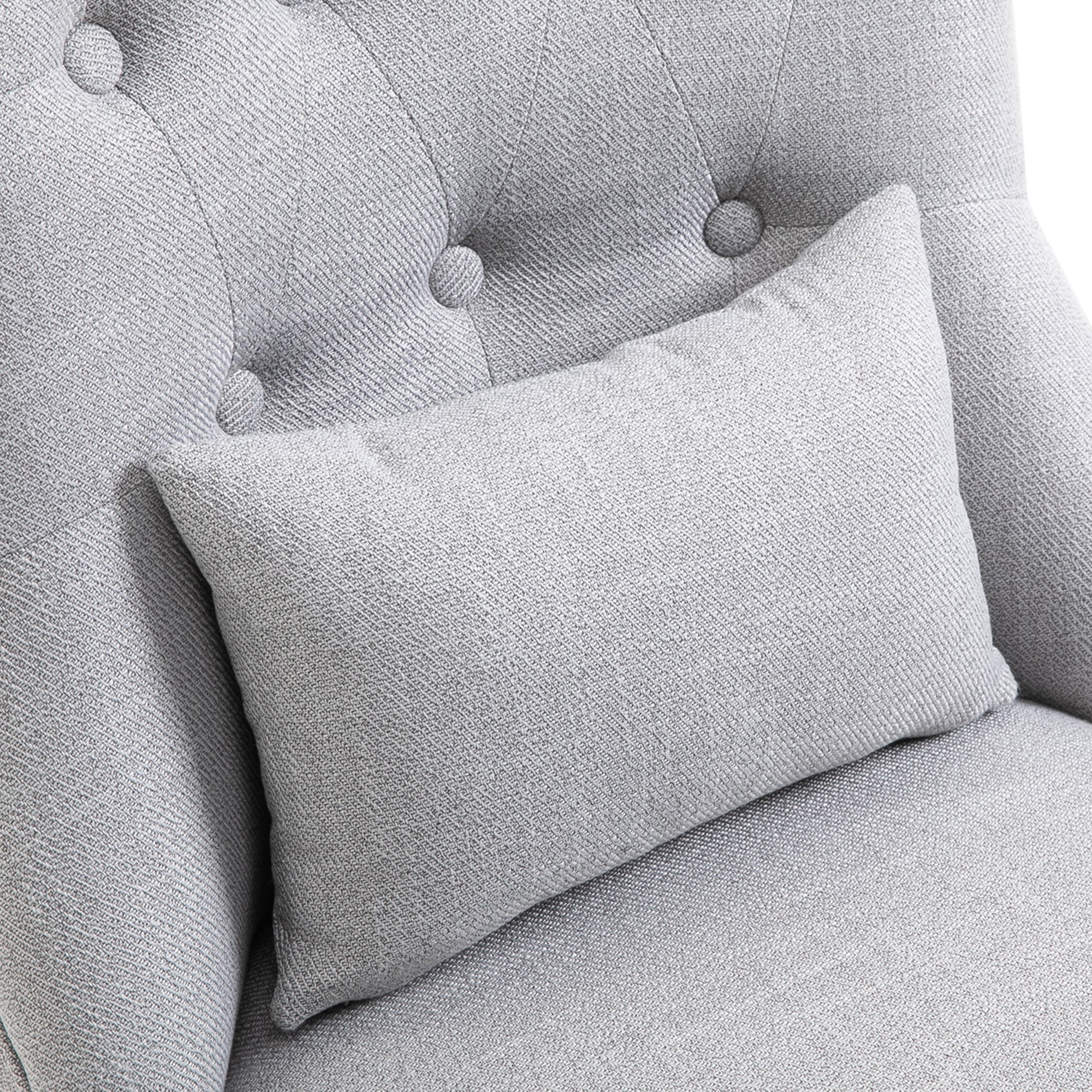 Fabric Single Sofa Dining Chair Tub Chair Upholstered W/ Pillow Solid Wood Leg Home Living Room Furniture Grey - Image 8