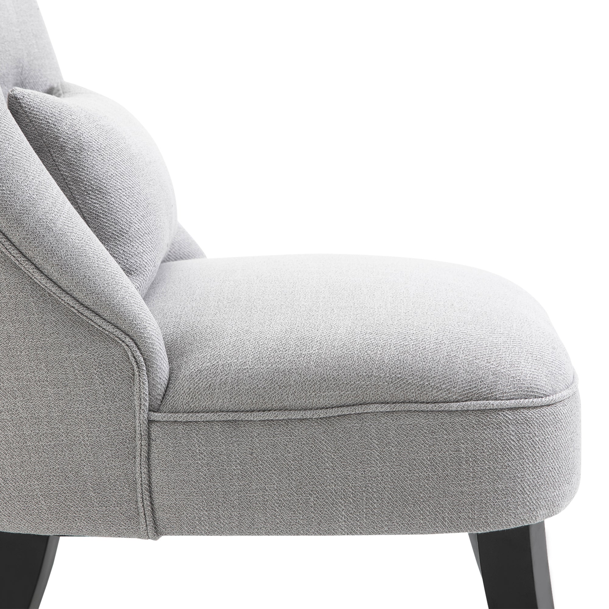 Fabric Single Sofa Dining Chair Tub Chair Upholstered W/ Pillow Solid Wood Leg Home Living Room Furniture Grey - Image 9