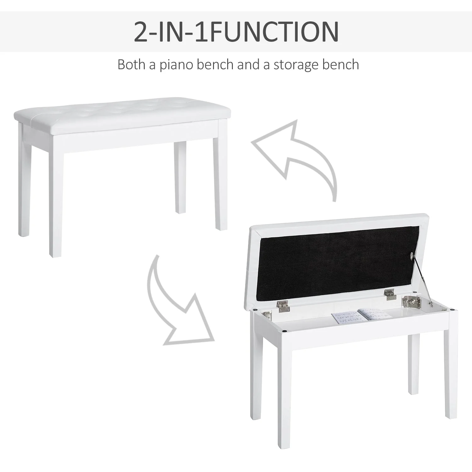 Faux Leather Piano Bench - Image 4