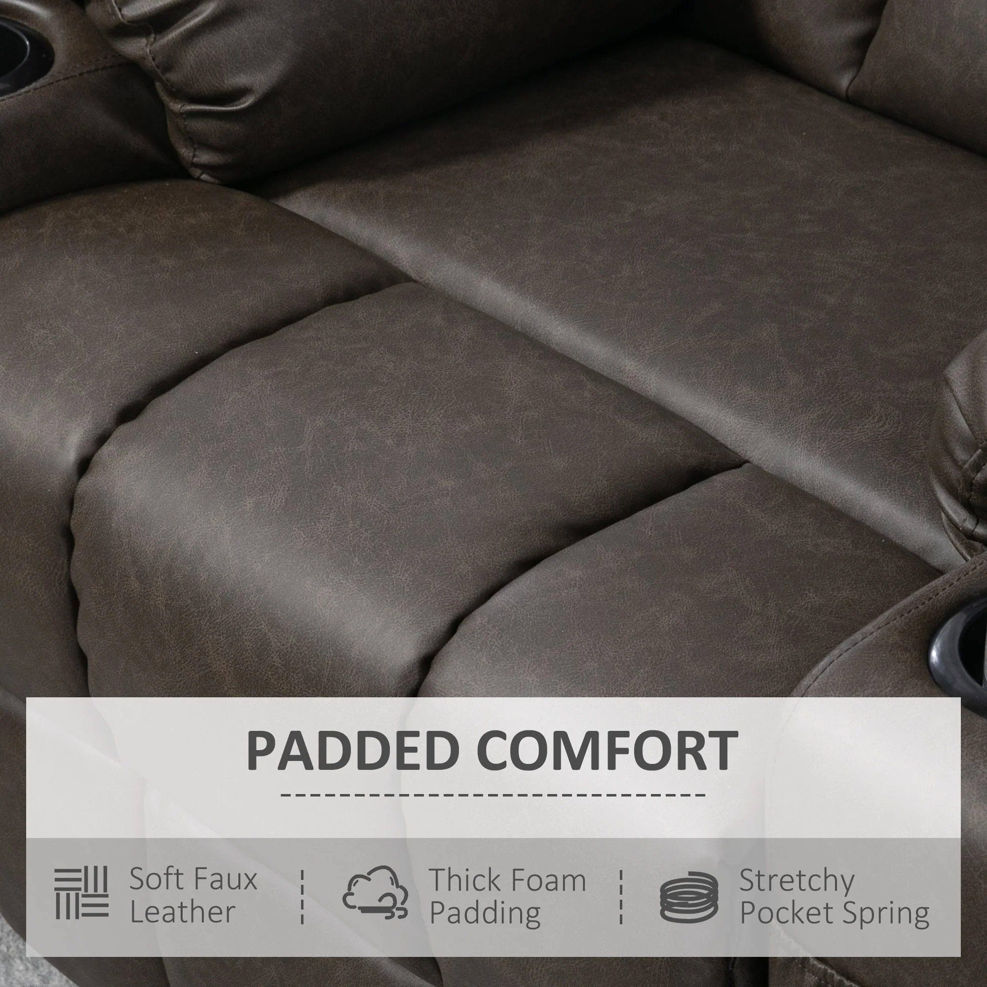 Faux Leather Reclining Armchair - Brown - Image 5