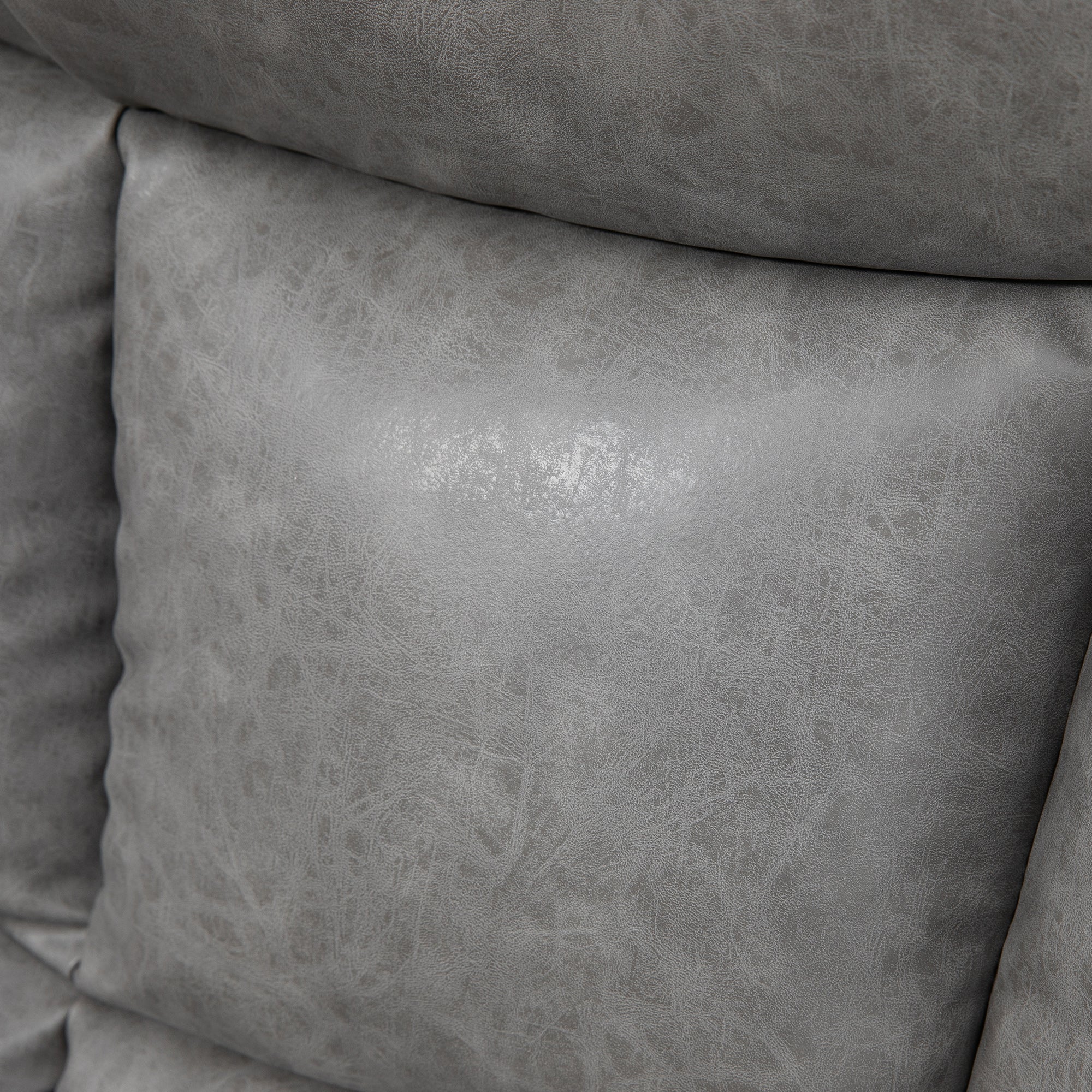 Faux Leather Reclining Armchair - Grey - Image 7