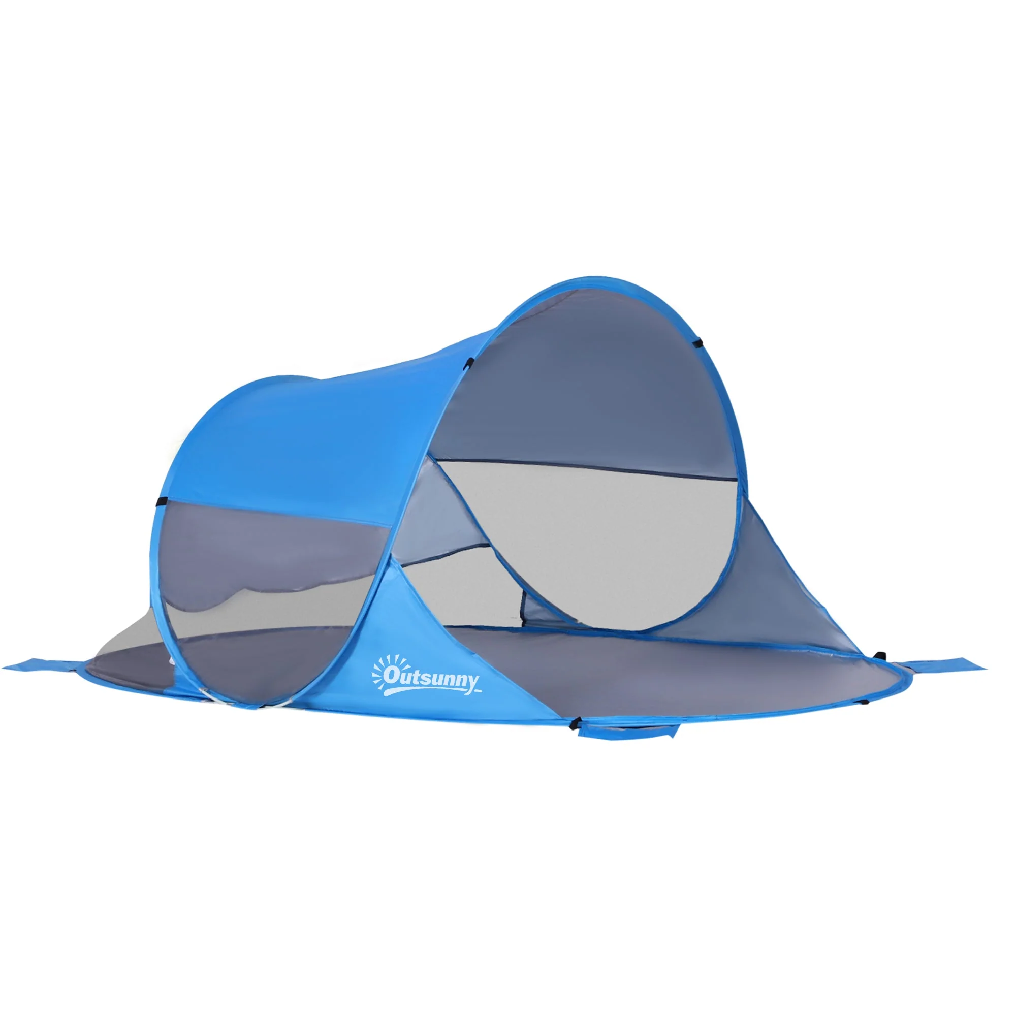 Fibreglass Frame 2 Person Pop-Up Lightweight Camping Tent Blue - Image 2