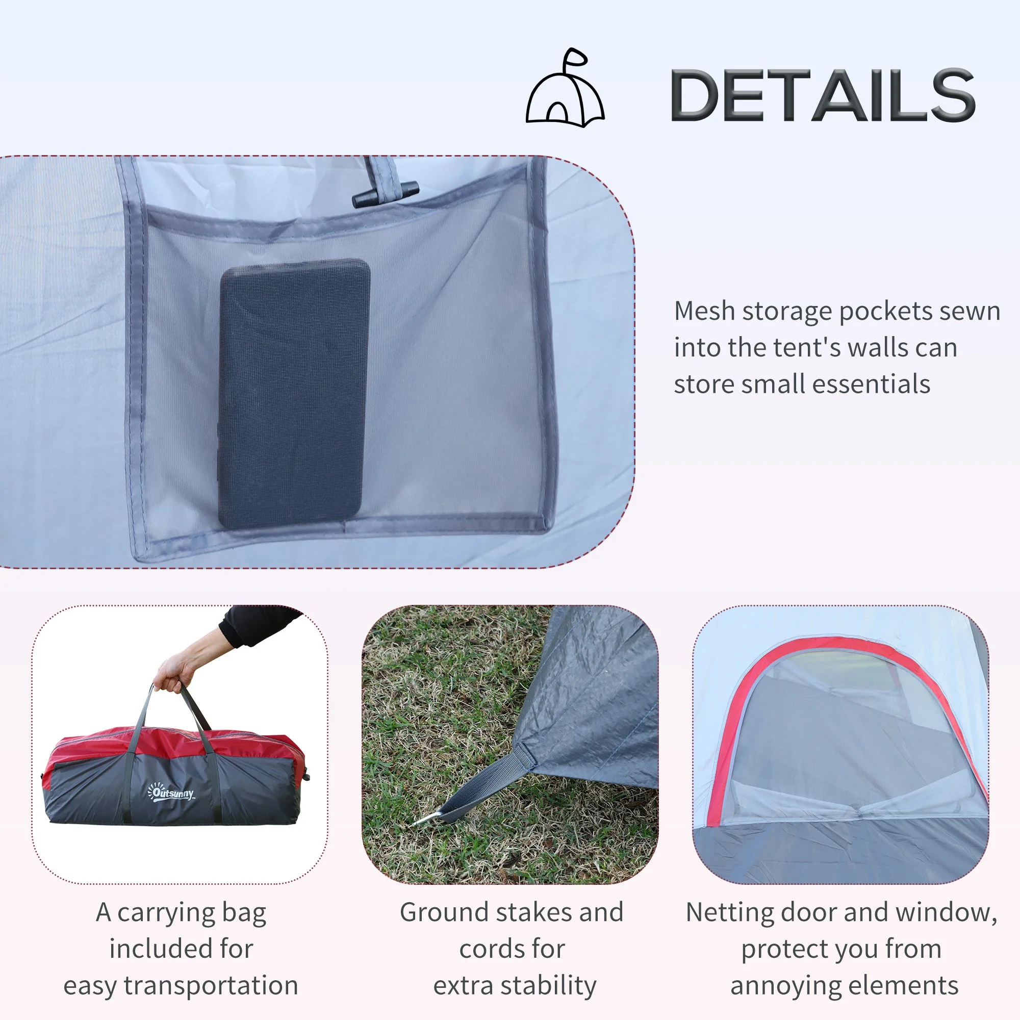 Fibreglass & Steel Frame 5/6 Person Lightweight Camping Tent Blue - Image 6
