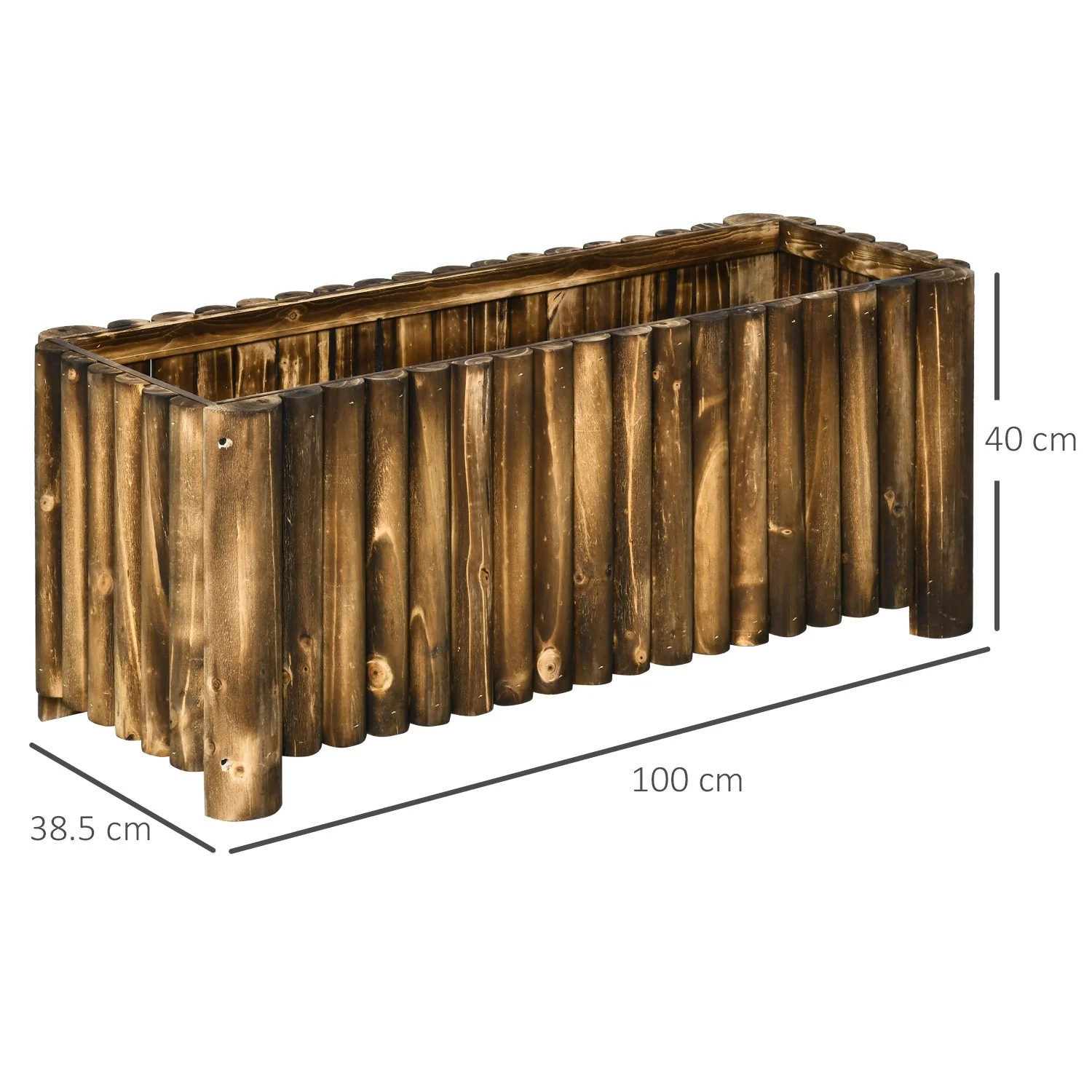 Fir Plant Pot Raised Flower Bed Wooden Rectangualr Planter Container Box Wood 4 Feet 100Lx 40Wx40H cm - Image 3