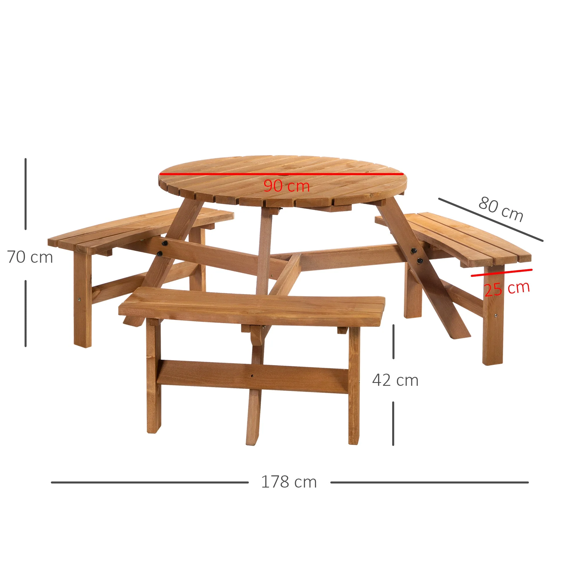 Fir Wood Pub Parasol Table and Bench Set 6 Person Heavy Duty Patio Dining Garden Outdoor Furniture - Image 3