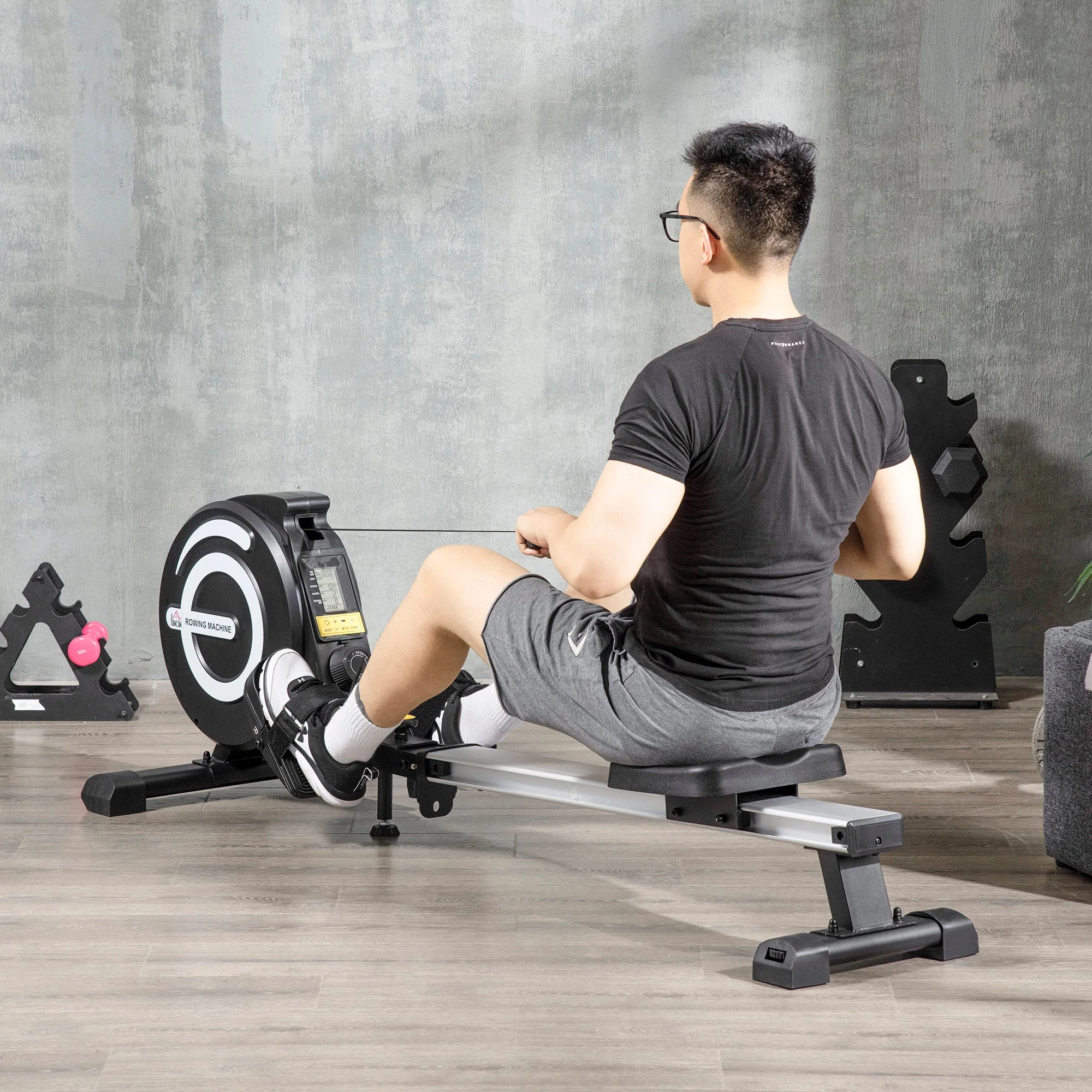 Fitness Adjustable Magnetic Rowing Machine Rower w/ LCD Digital Monitor - Image 2