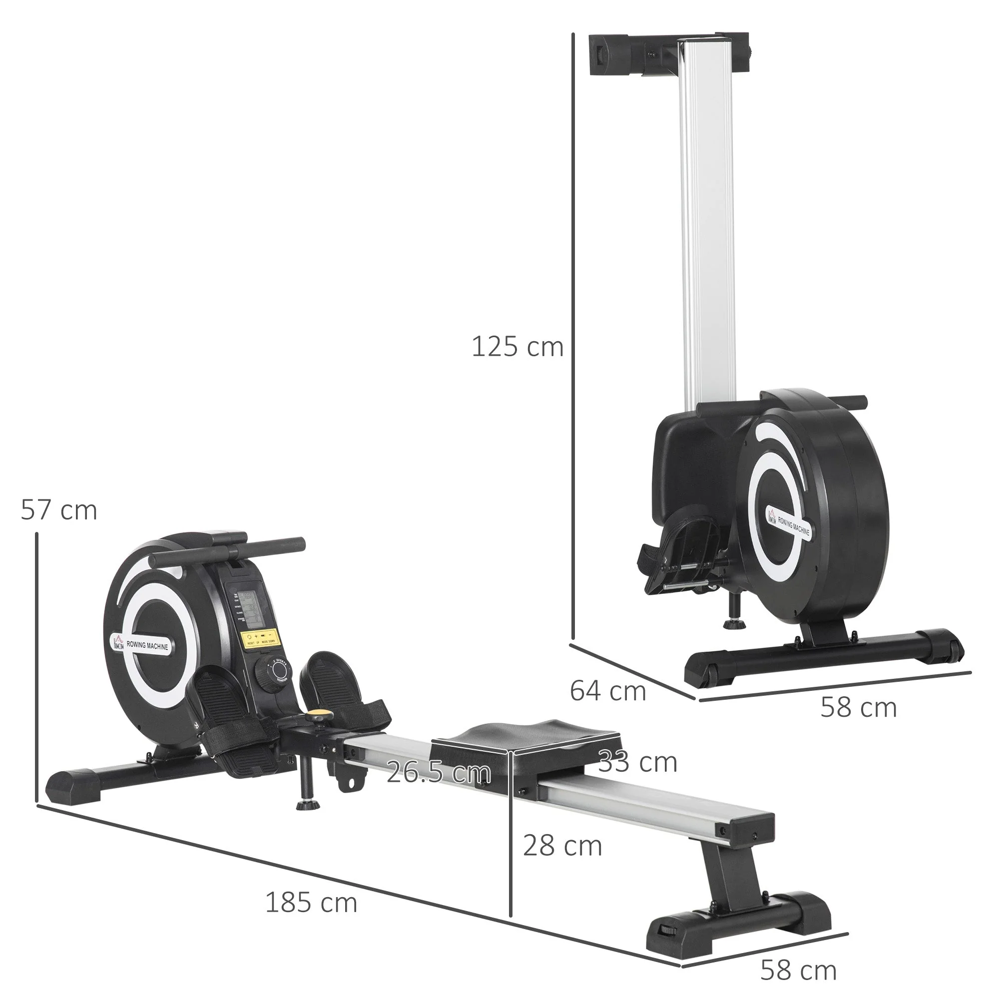 Fitness Adjustable Magnetic Rowing Machine Rower w/ LCD Digital Monitor - Image 3
