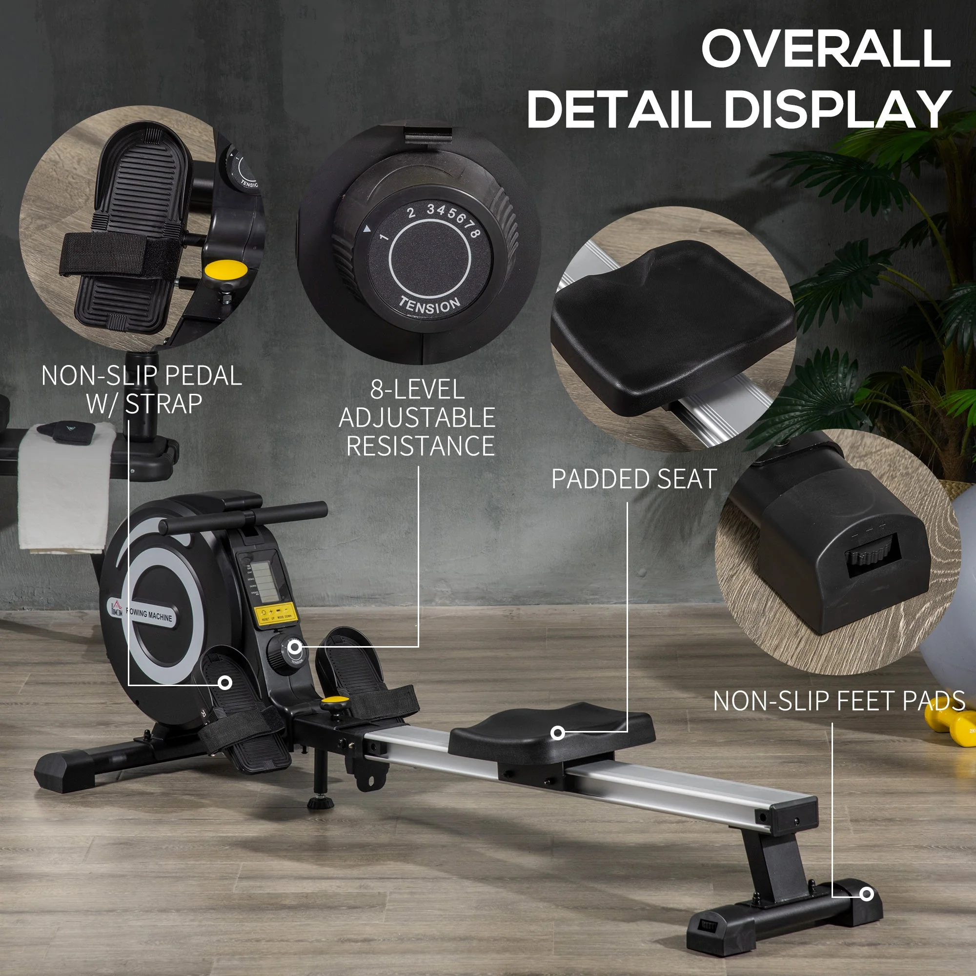 Fitness Adjustable Magnetic Rowing Machine Rower w/ LCD Digital Monitor - Image 4