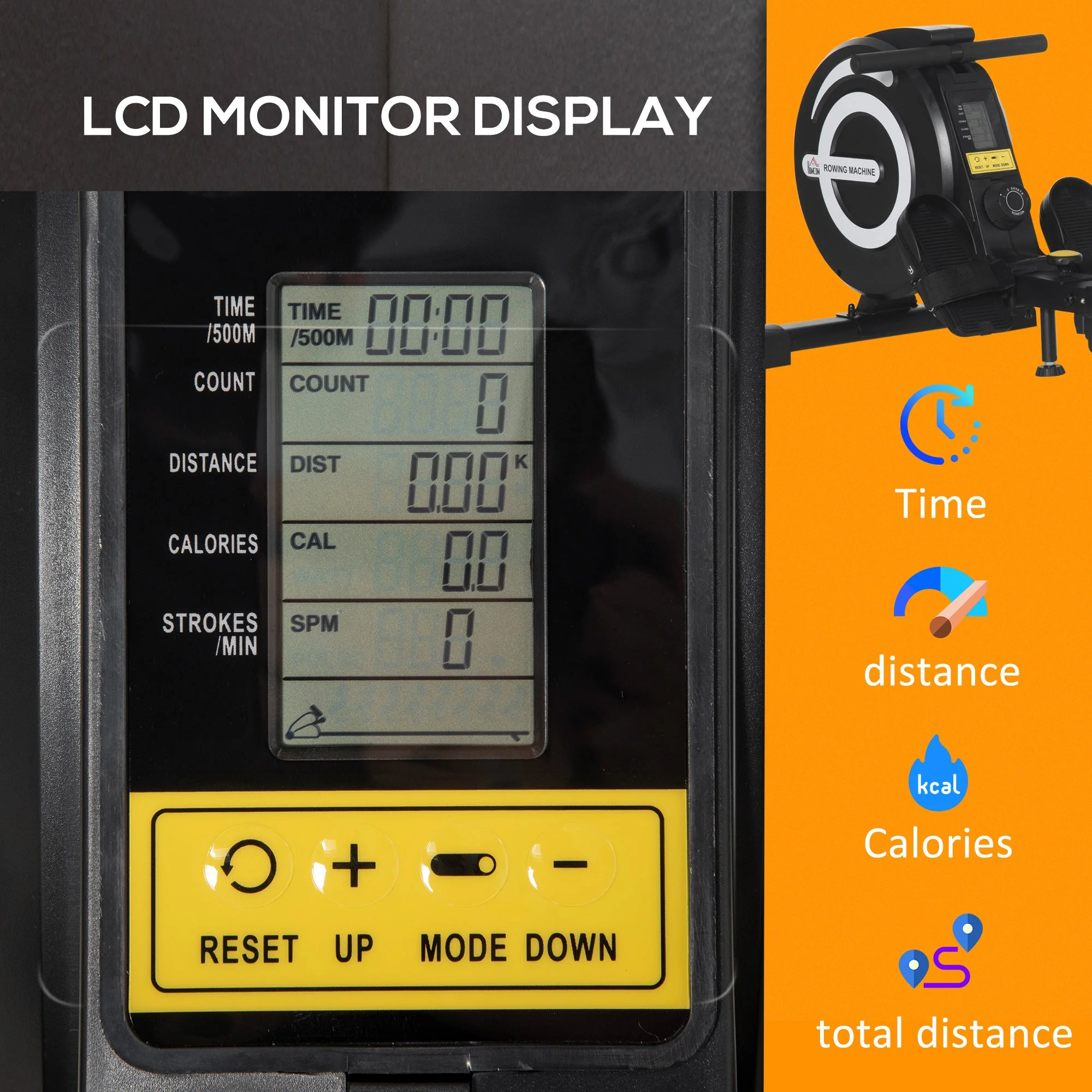 Fitness Adjustable Magnetic Rowing Machine Rower w/ LCD Digital Monitor - Image 5
