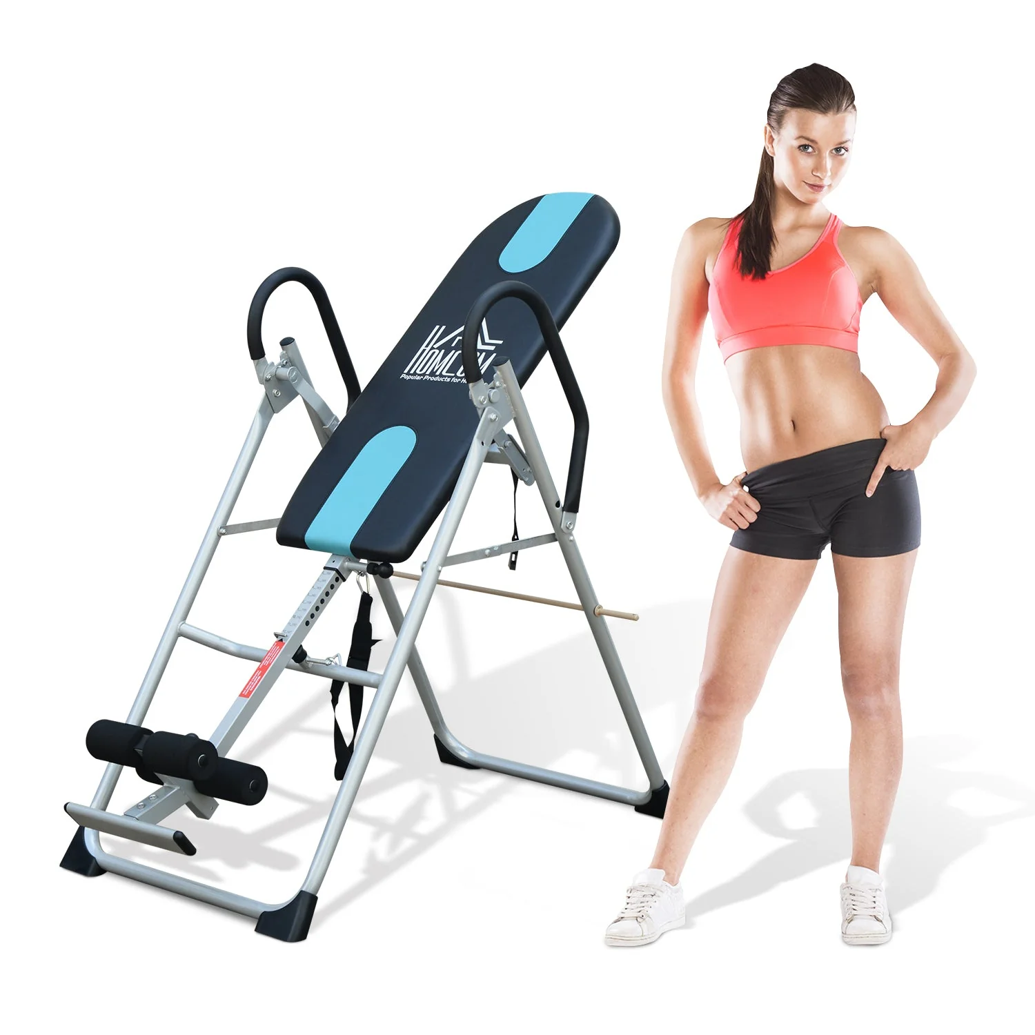 Fitness Workout Bench Gravity Inversion Exercise Bench-Silver - Image 2