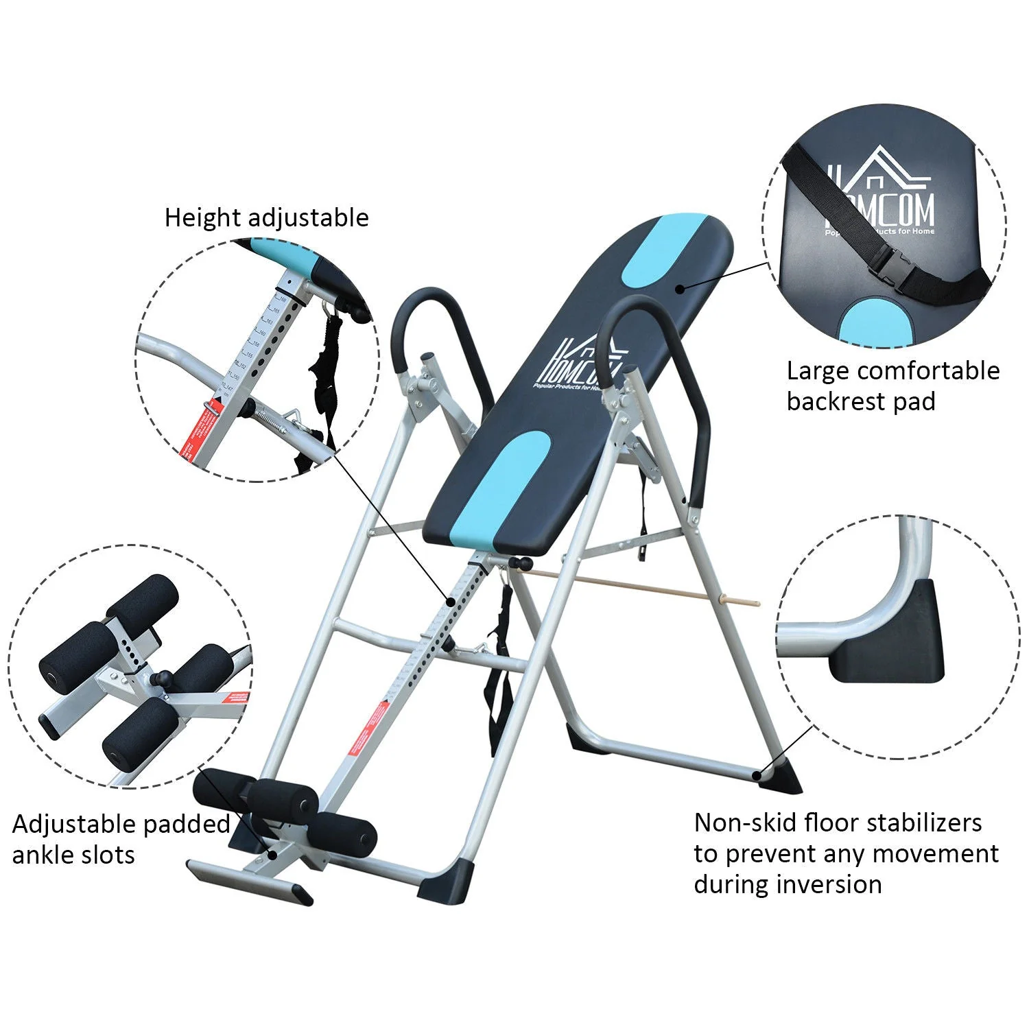 Fitness Workout Bench Gravity Inversion Exercise Bench-Silver - Image 5