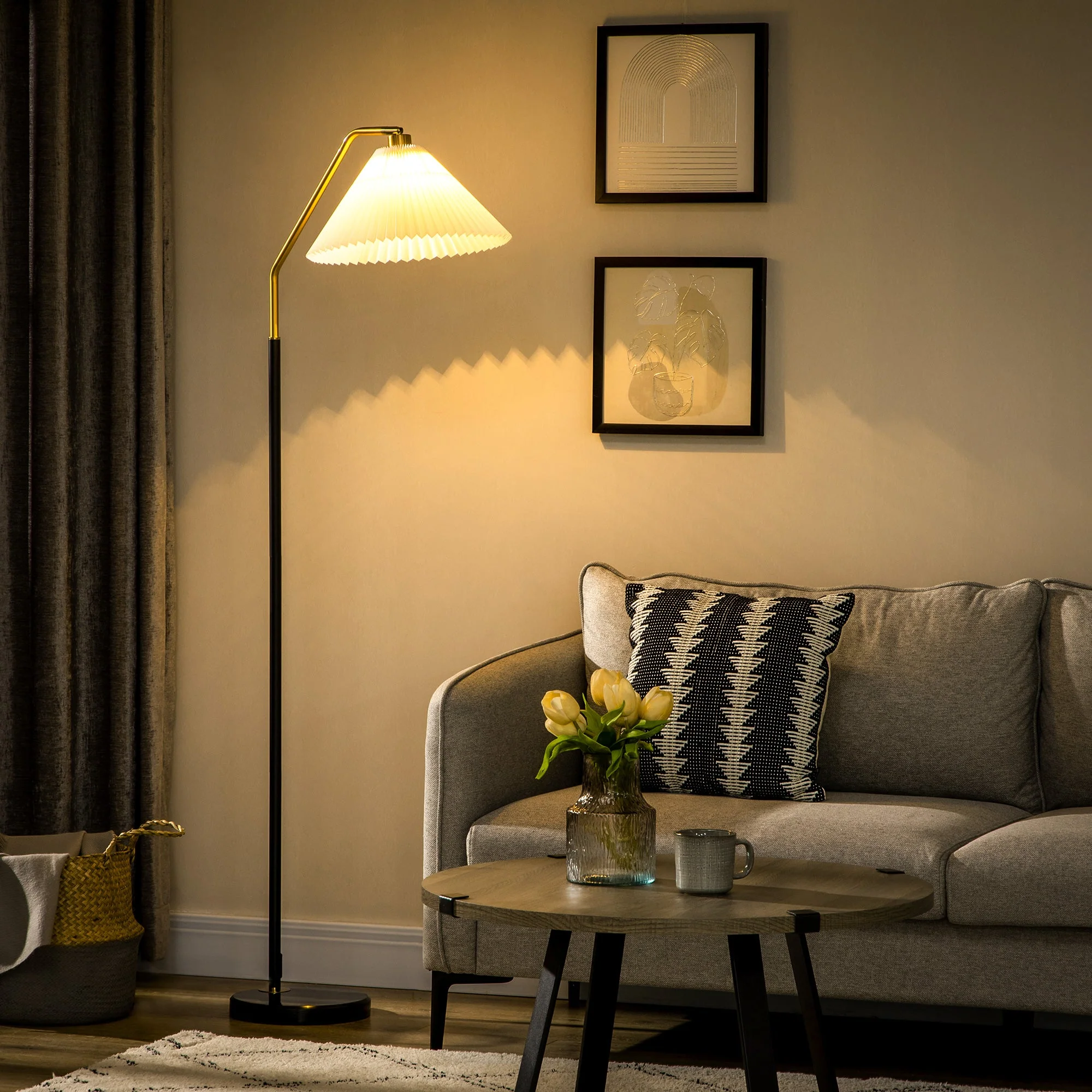 Floor Lamps for Living Room Bedroom with Adjustable Pleated Lampshade - Image 2