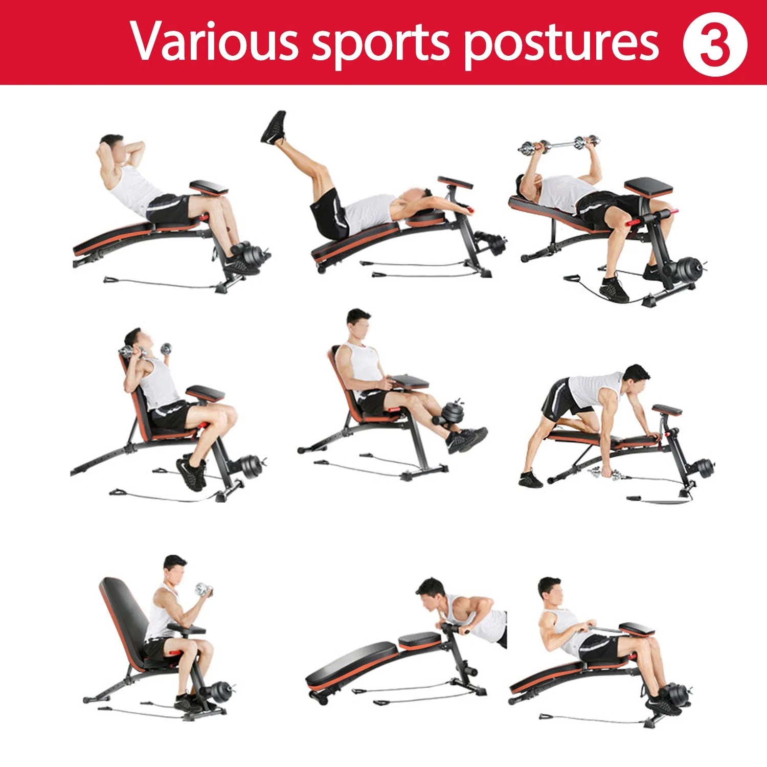 Foldable Adjustable Dumbbell Weight Lifting Sit Up Ab Bench Home Training Gym Incline Multiuse Workout Exercise Fitness - Image 6