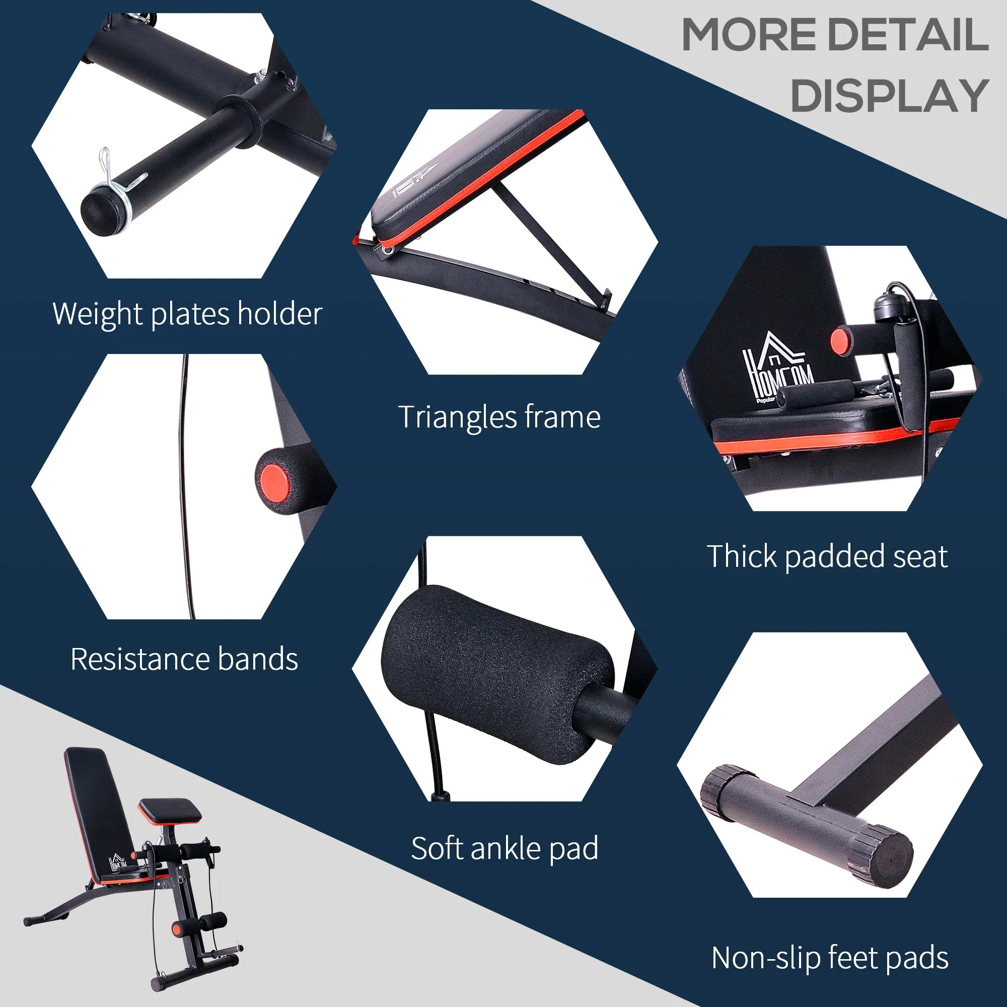 Foldable Adjustable Dumbbell Weight Lifting Sit Up Ab Bench Home Training Gym Incline Multiuse Workout Exercise Fitness - Image 8