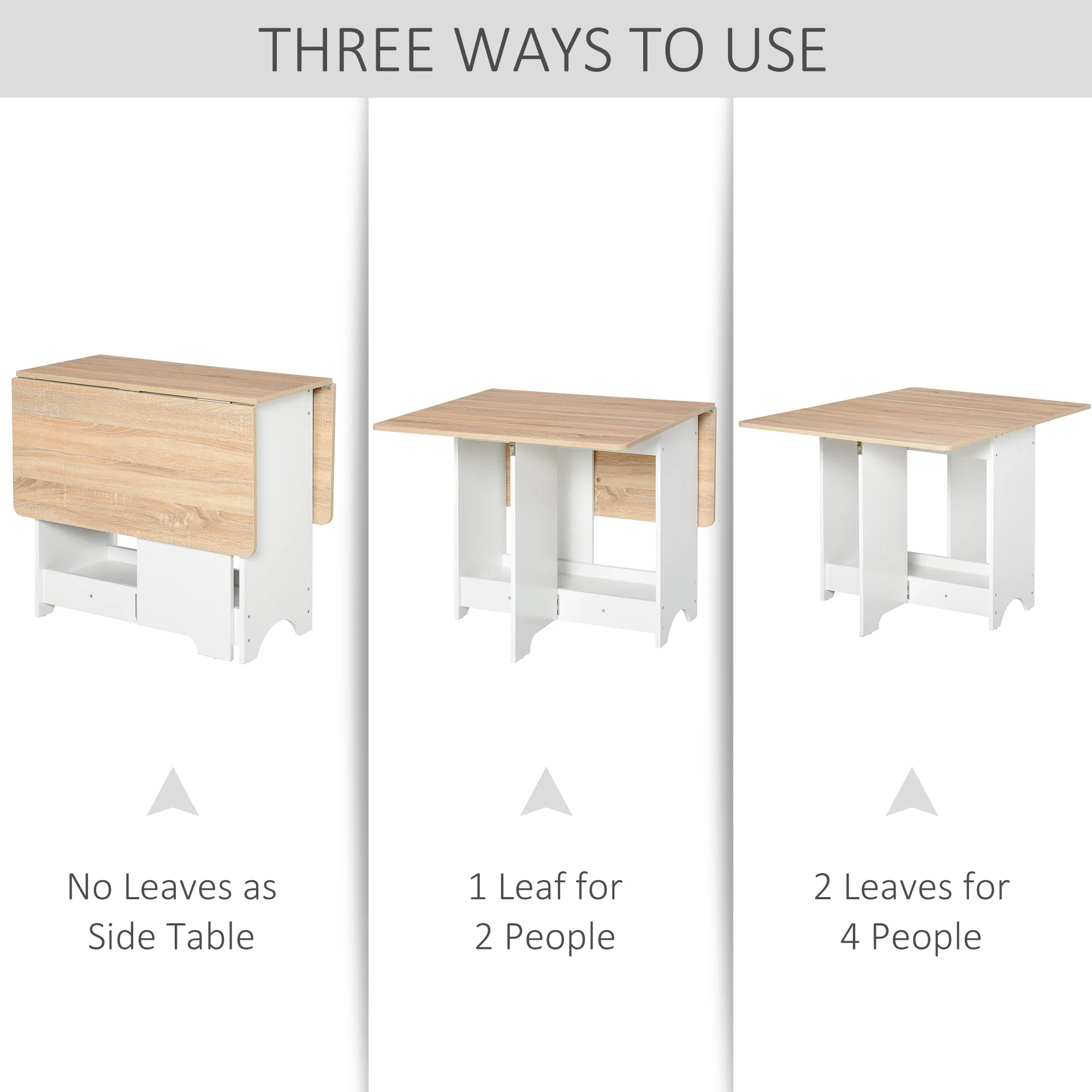 Foldable Dining Table Drop-Leaf Folding Desk Side Console with Storage Shelf for Kitchen - Image 4